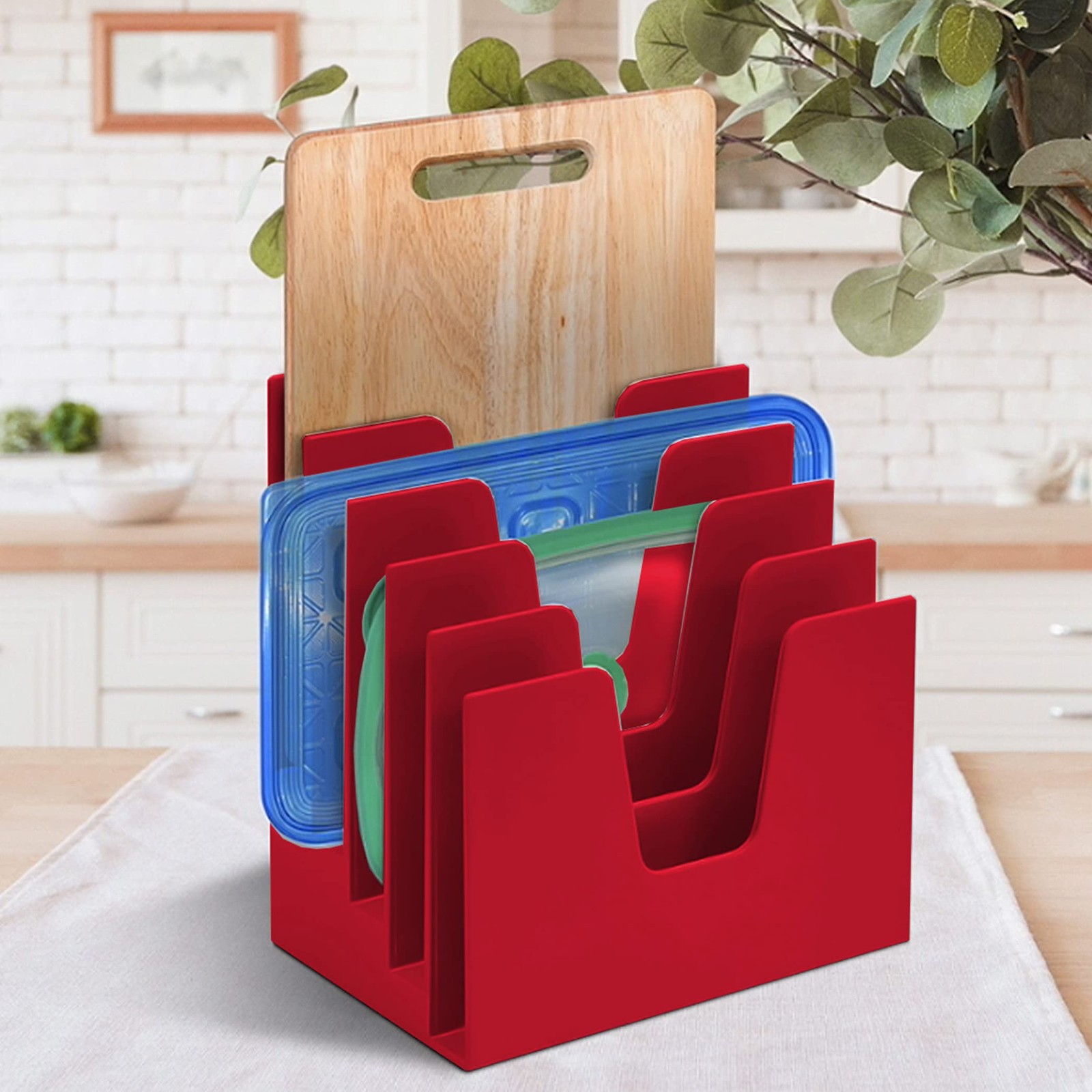 Acrimet 5 Section Incline File Sorter Organizer, Mail, 5 Sections, Red