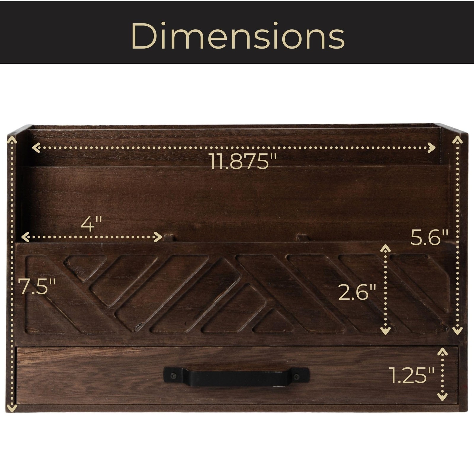 Organizer – Brown Wood Desk Organizer with Drawer – Bill Storage and Sorter f…