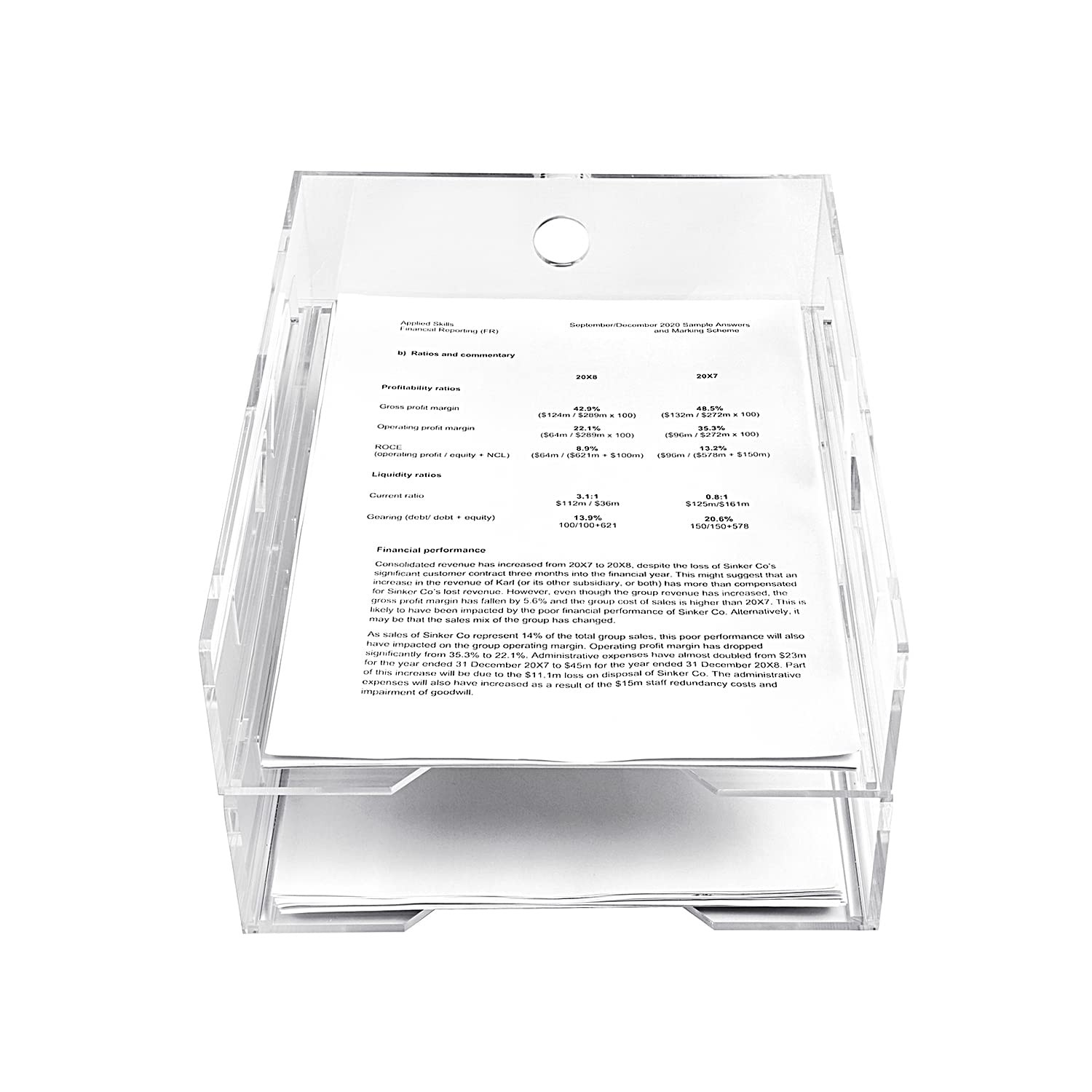 Acrylic Letter Tray TwoTier Fits A4 Clear Stackable Paper Organizer Trays