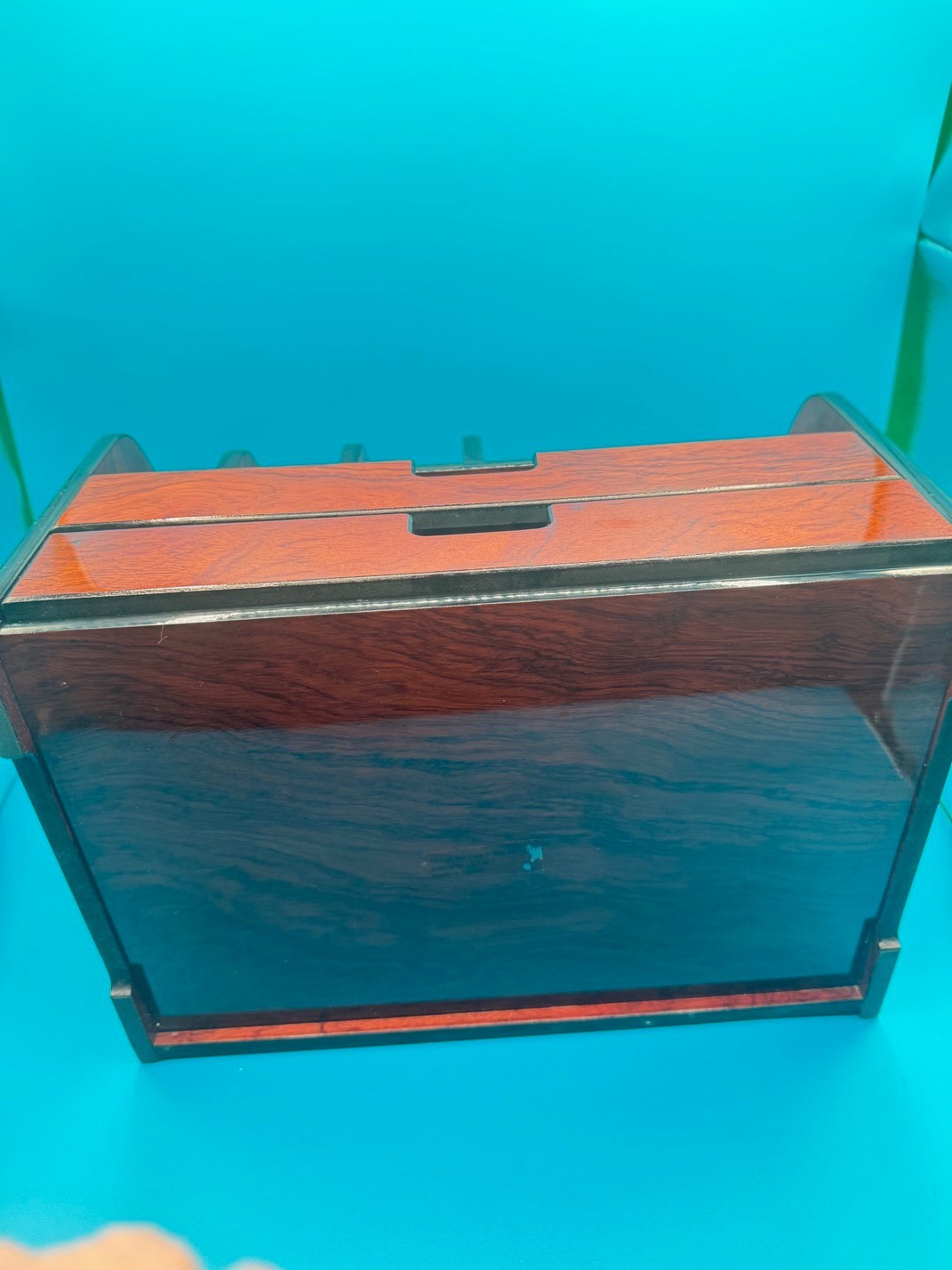 Vintage Burlwood Executive Table Top Organizer