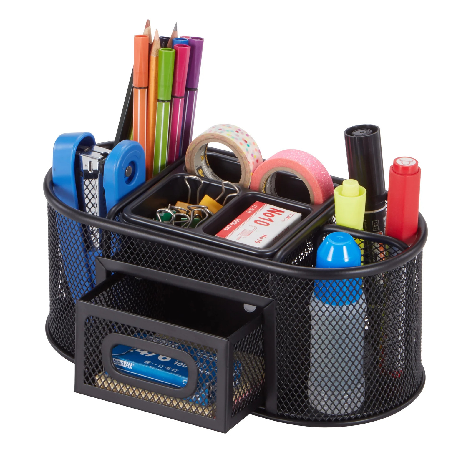 Pen+Gear Black Metal Mesh Desktop Organizer with 8 Compartments