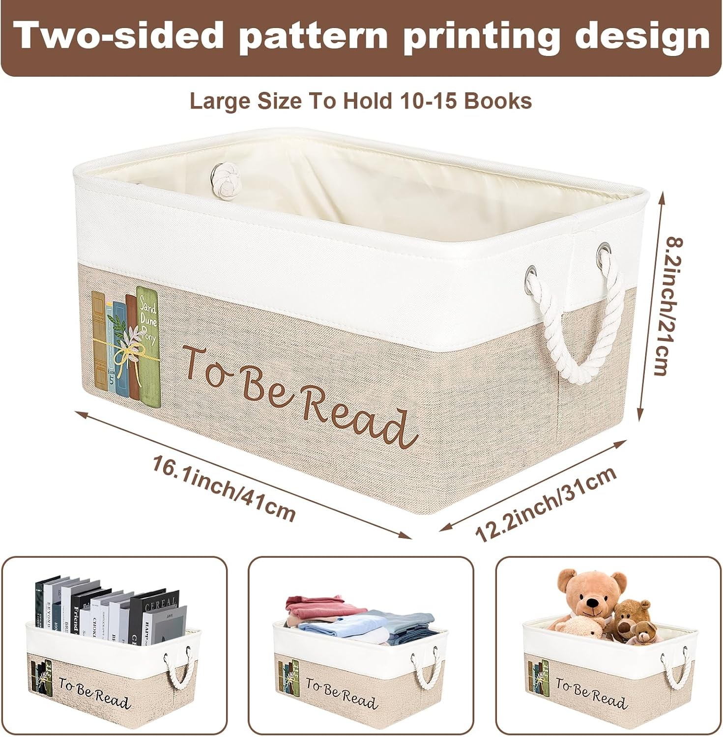TBR Book Organizers and Storage Basket ,Collapsible Storage Basket for Books
