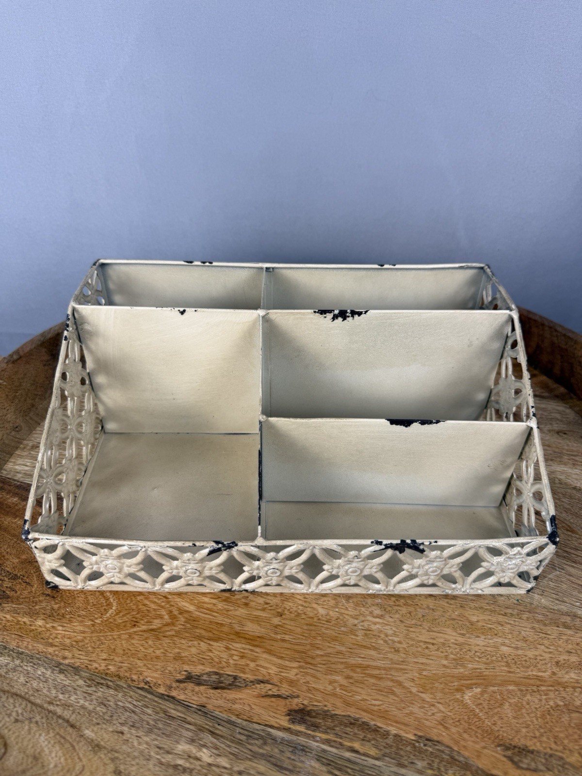 Farmhouse Metal Organizer Mail Sorter Desk Caddy Rustic Distressed