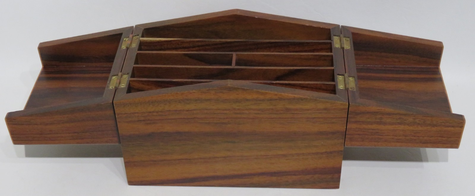 Mahogany Desk Letter Box/Desk Organizer W/Compartments & Hinged Top Froelich