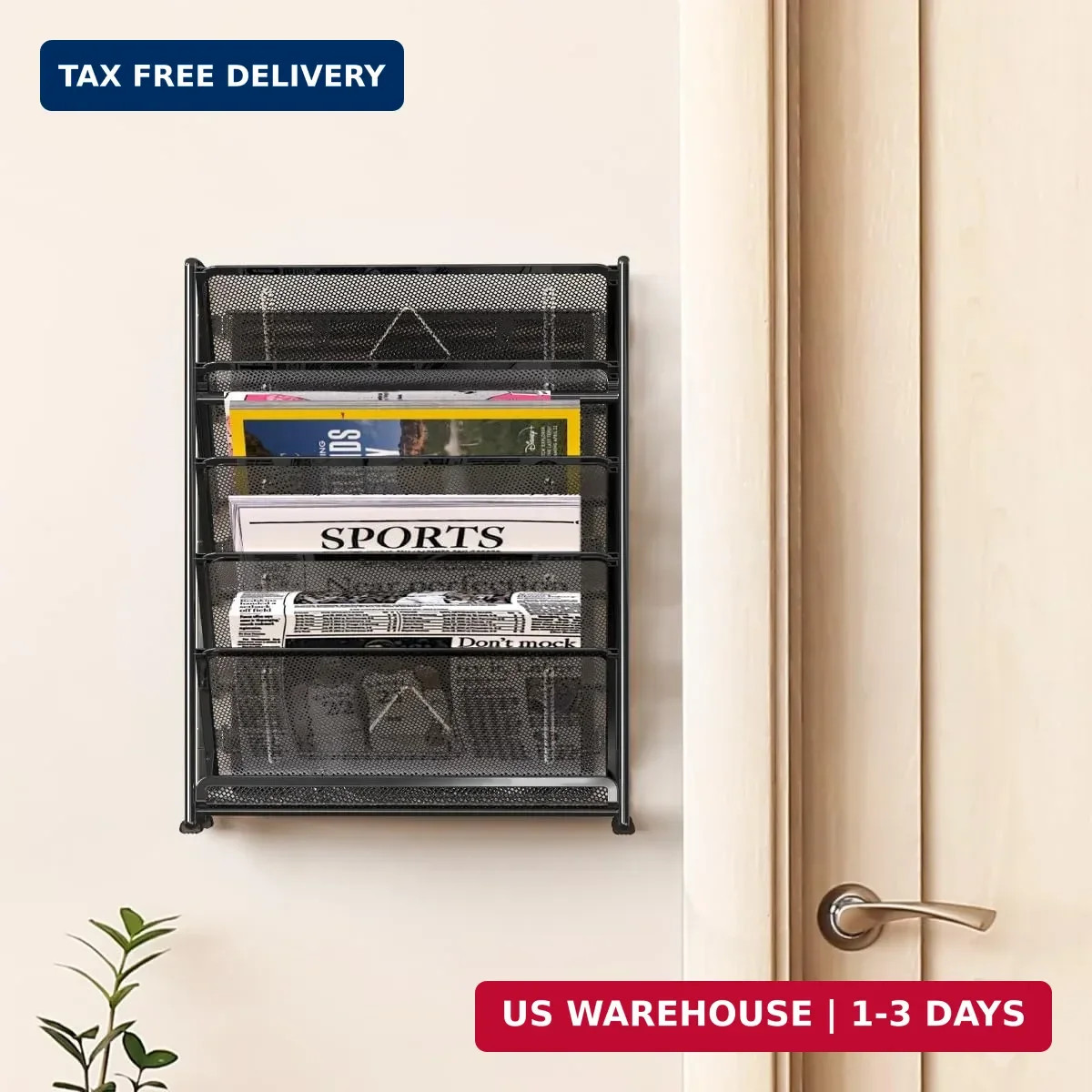 Simple Houseware 6-Tier Wall Mount Document Letter Tray Organizer, Black