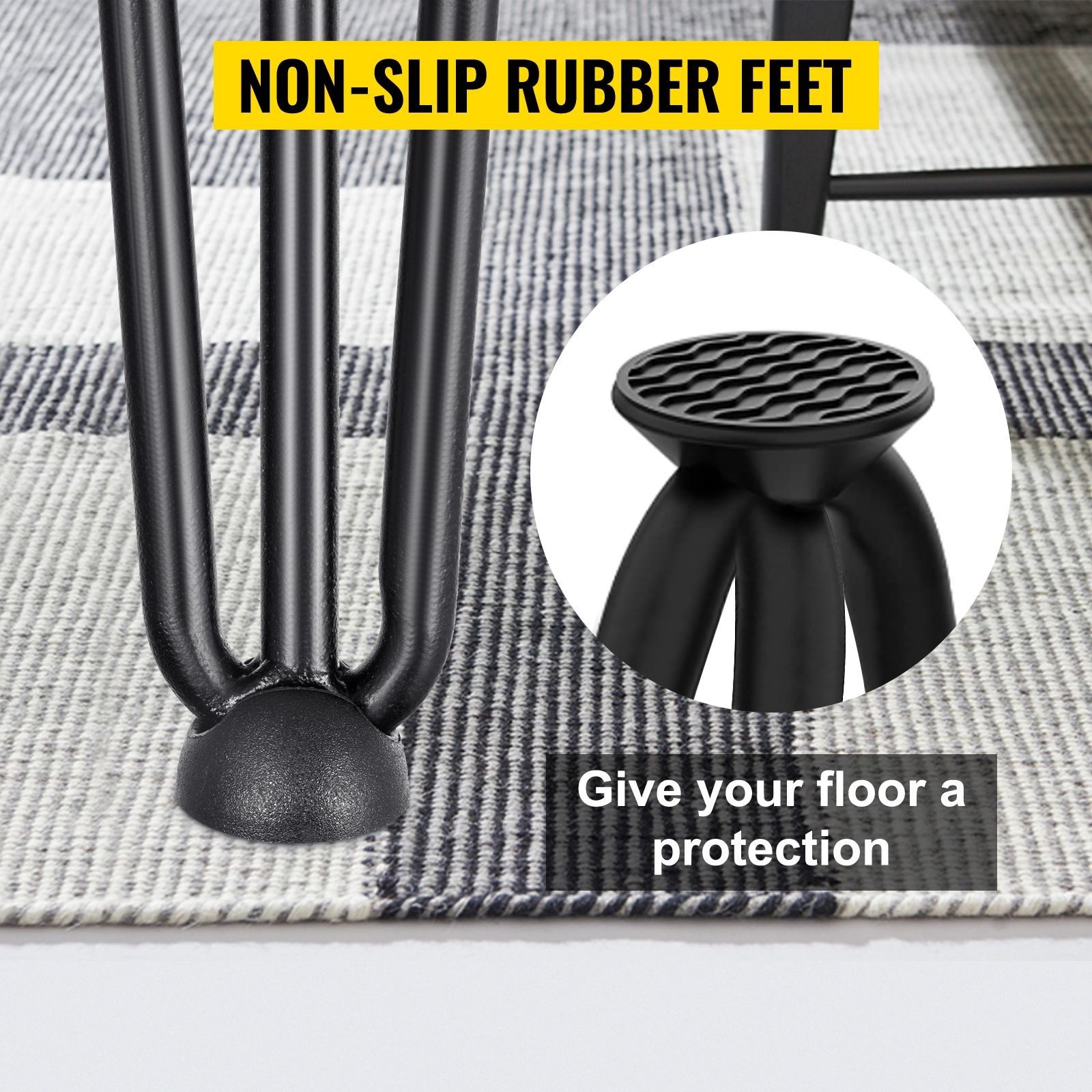 Hairpin Table Legs 16″ Black Set of 4 Desk Legs 880lbs Load Capacity (Each