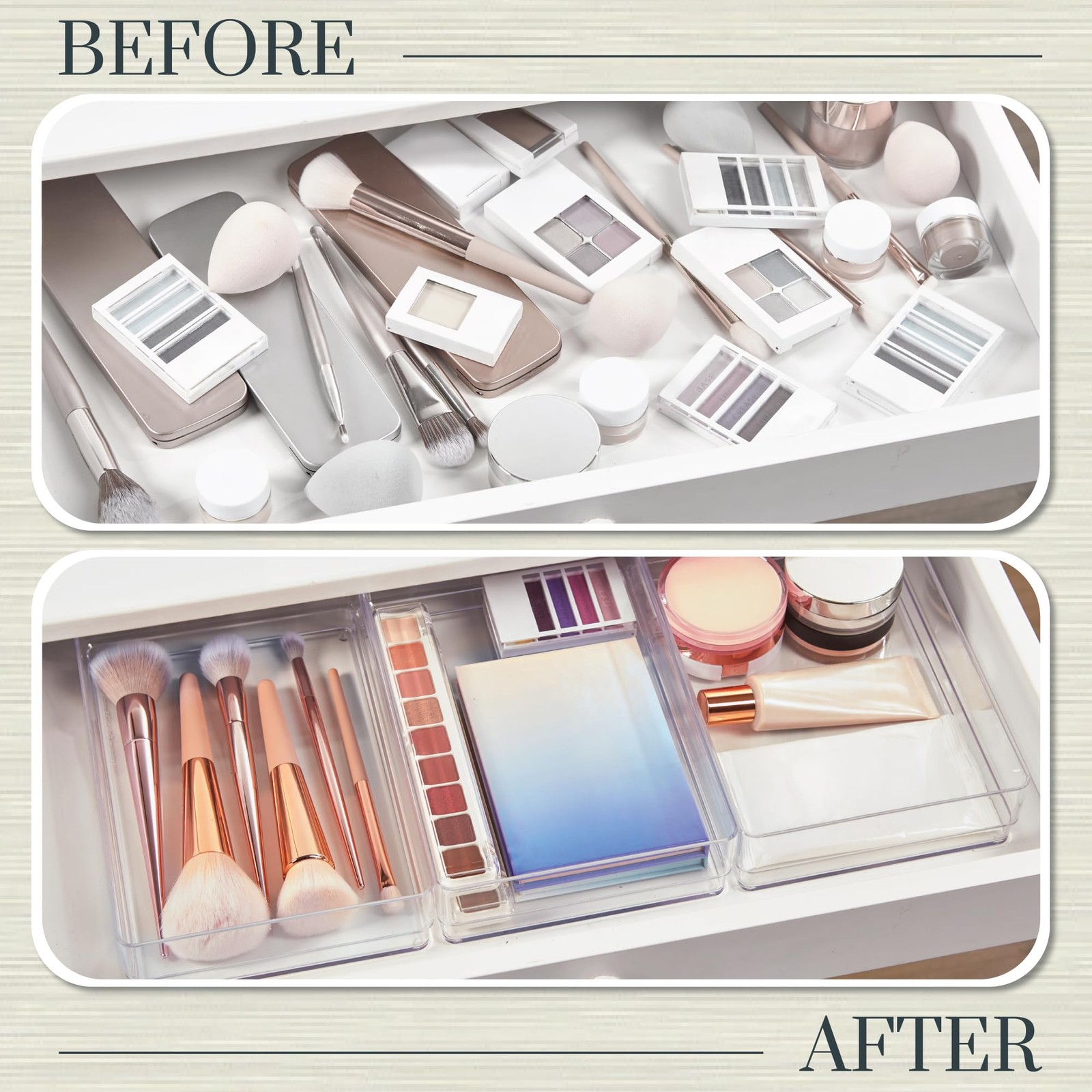 STORi SimpleSort 3-Piece Stackable Clear Drawer Organizer Set | 9x6x2″,