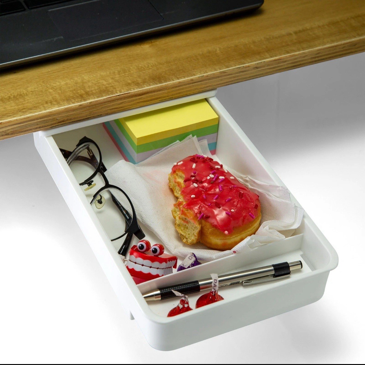 Medium Self-Adhesive Under Desk Drawer White 6″ x 10.75″ x 1.875″ 22534 NEW
