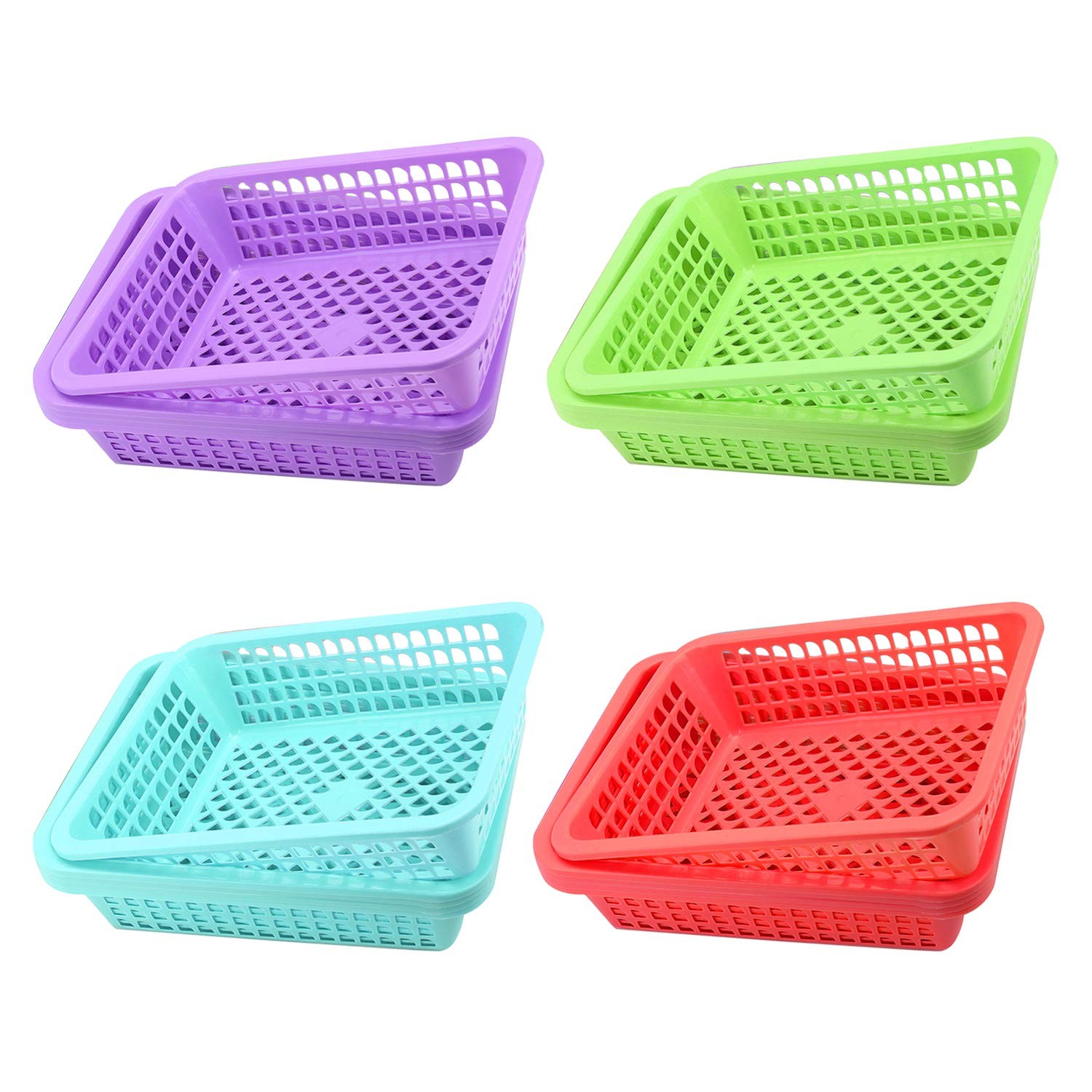 20 Pack Classroom Storage Baskets,10 x 7 x 2.5 Inch Colorful Stackable Deskto…