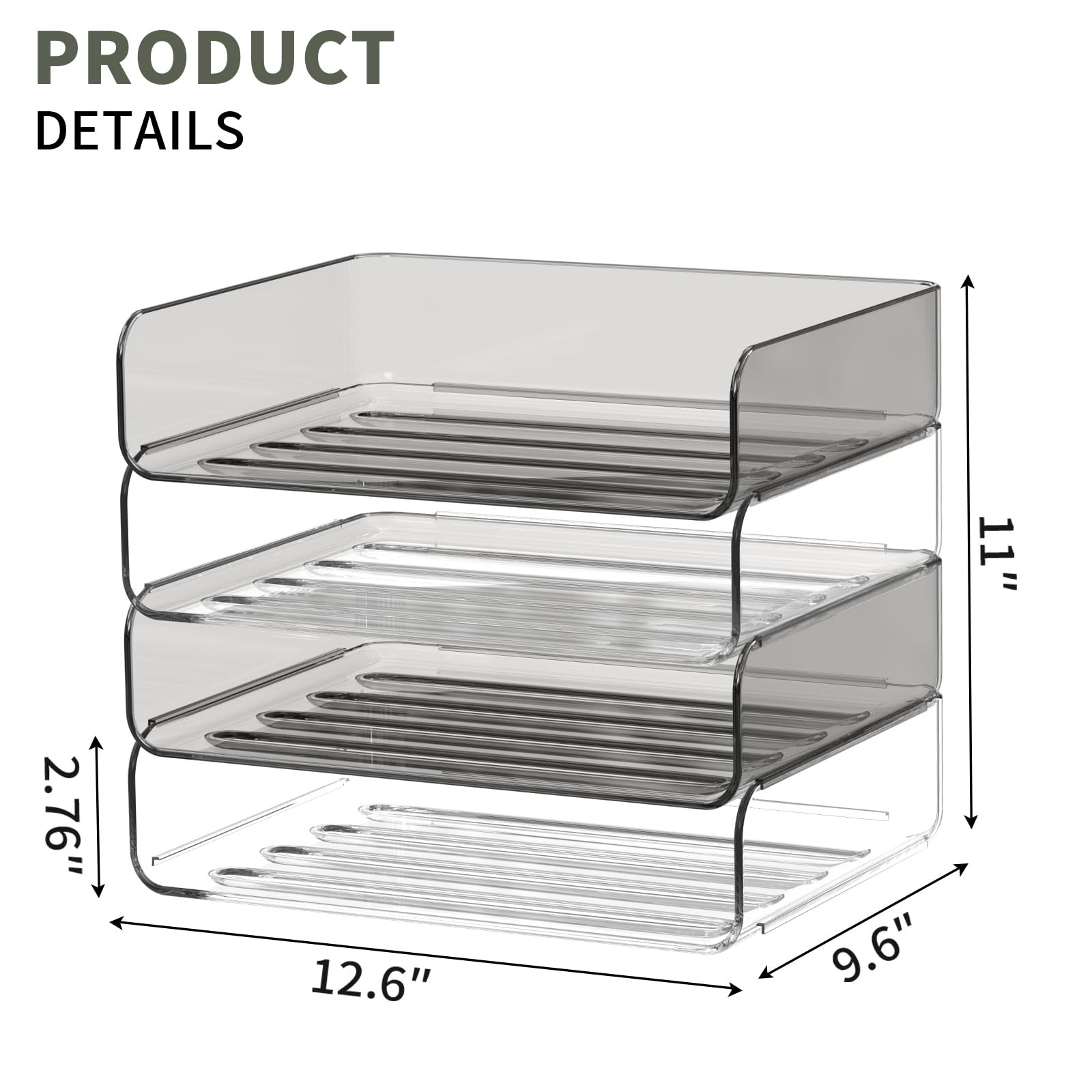1 PCS Clear And Brown 4Tier Acrylic Paper Tray Organizer For Desk Stackable