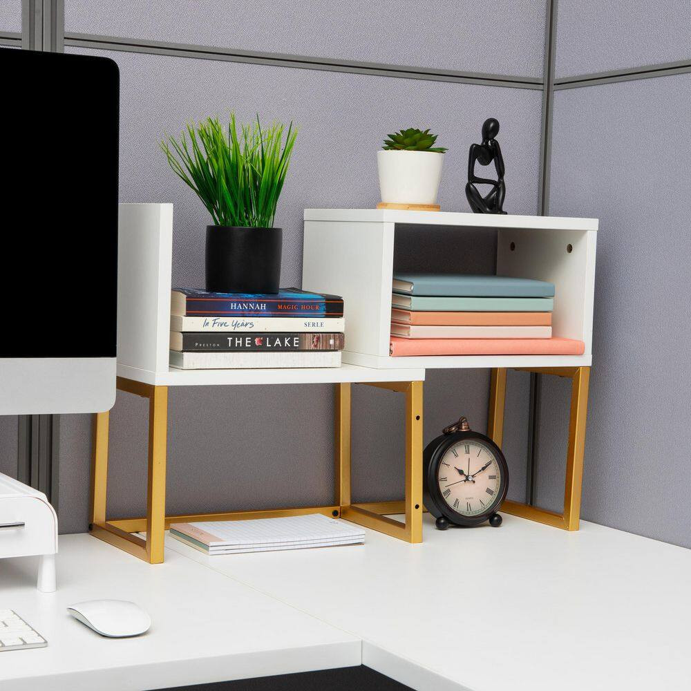 7.87 In. W Desktop Bookshelf, 5-Compartment Organizer for Office Desk, Metal, MD