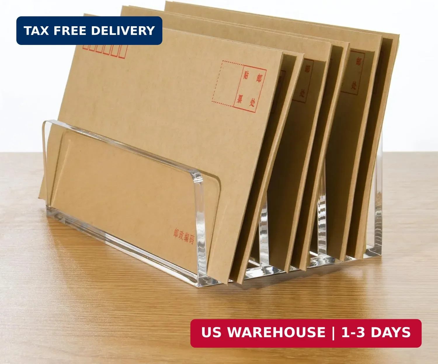 3 Compartments Clear Acrylic Mail Holder – Vertical Letter Sorter & Multifunctio