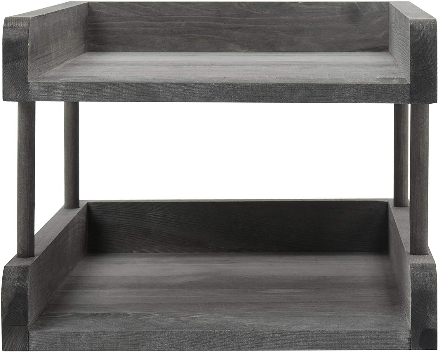 Rustic Grey Wood Paper File Organizer in & Out Desktop Document Holder Tray