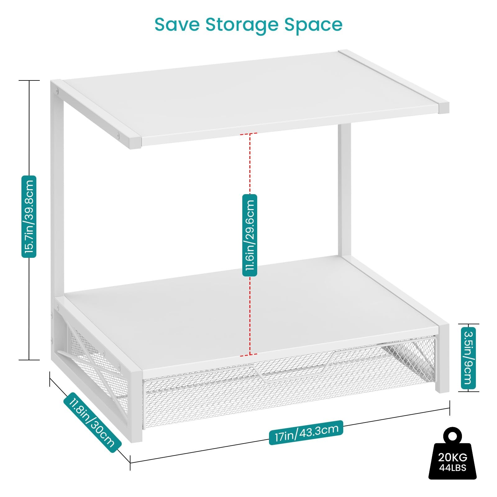 ELITEROO Printer Stand for Desk with Storage Drawer, 2 Tier White Drawer