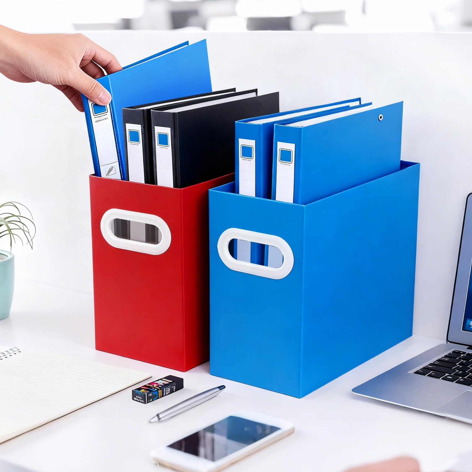 Blue Cardboard File Organizer Storage Box Hanging Folder Letter Size Document