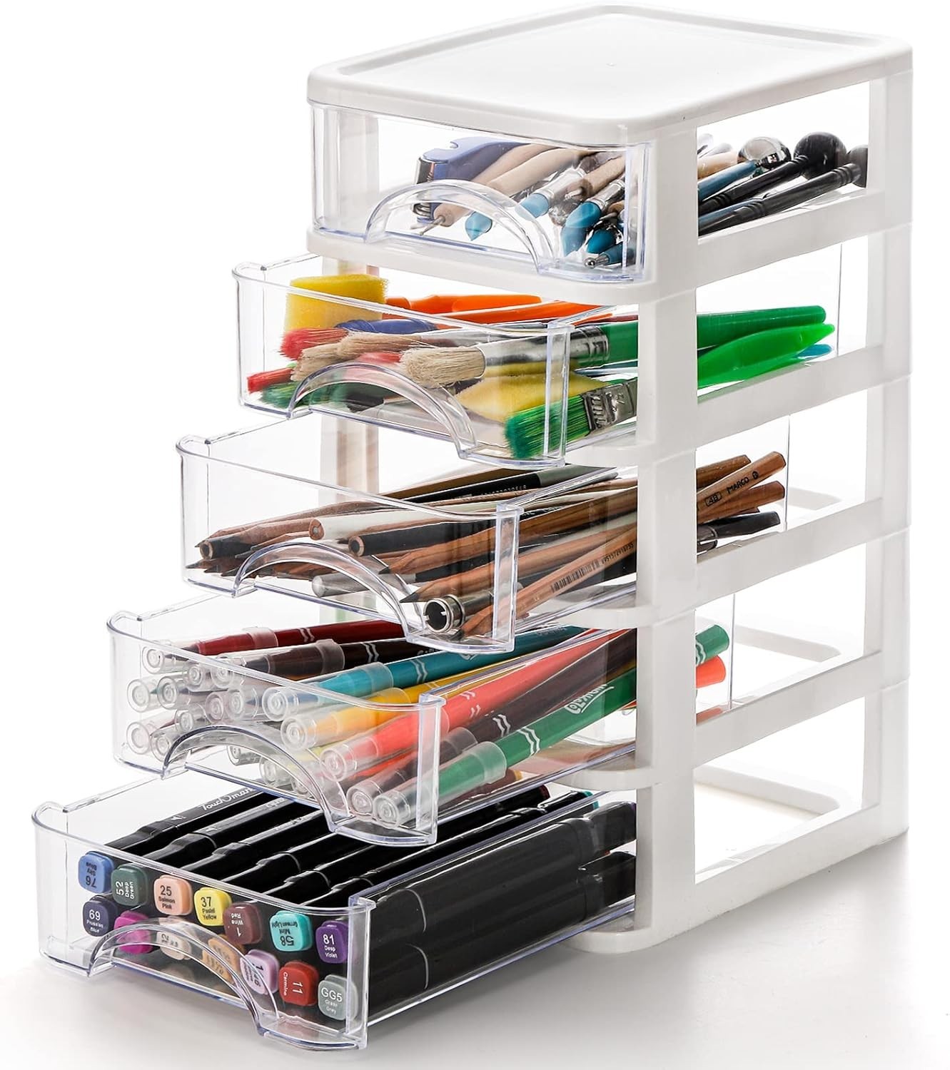 Modular 5-Drawer Clear Storage Unit for Desk – Ideal for Organized Workspaces
