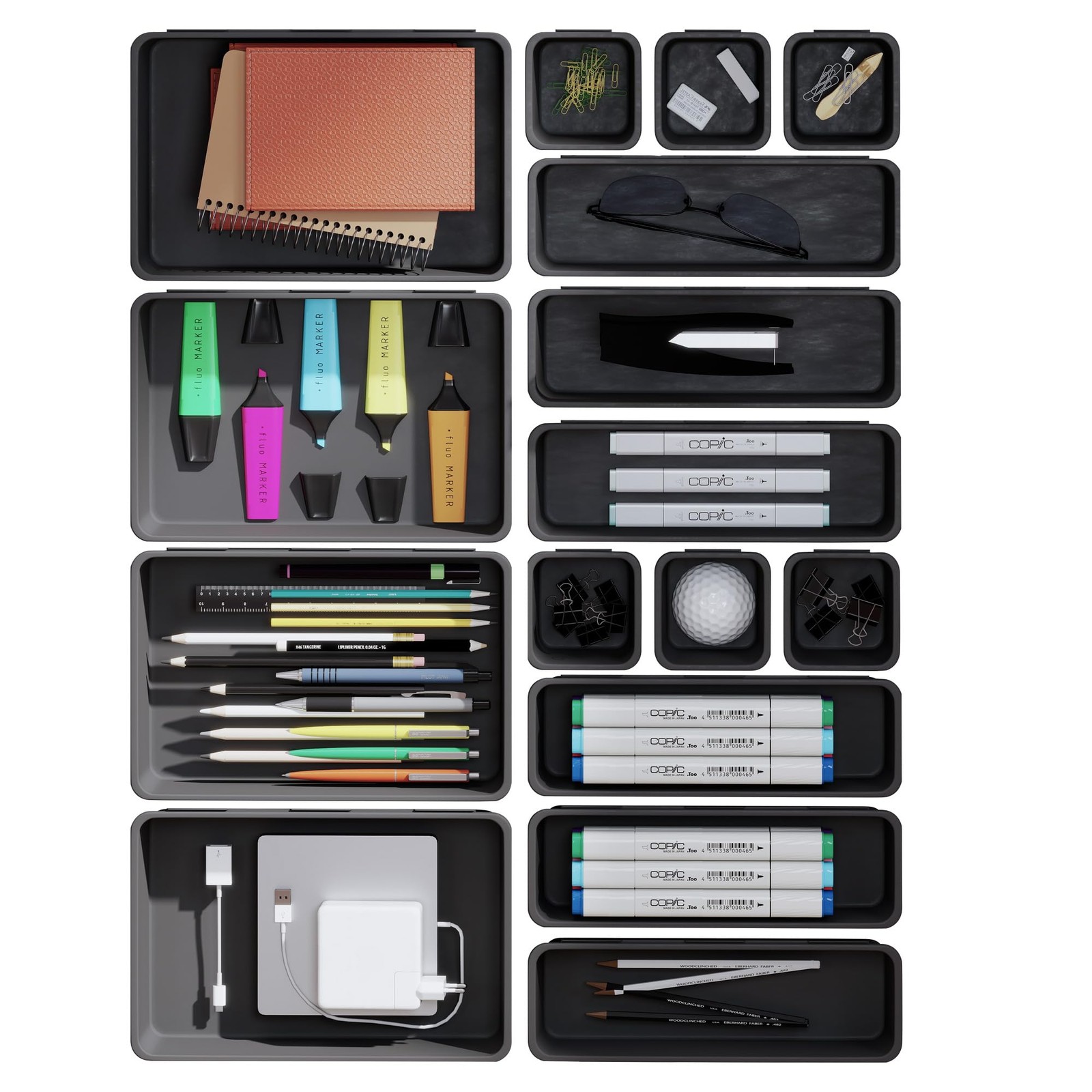 Desk Drawer Organizer Tray Set, 16PCS Plastic Drawer Organizer Bins for Offic…