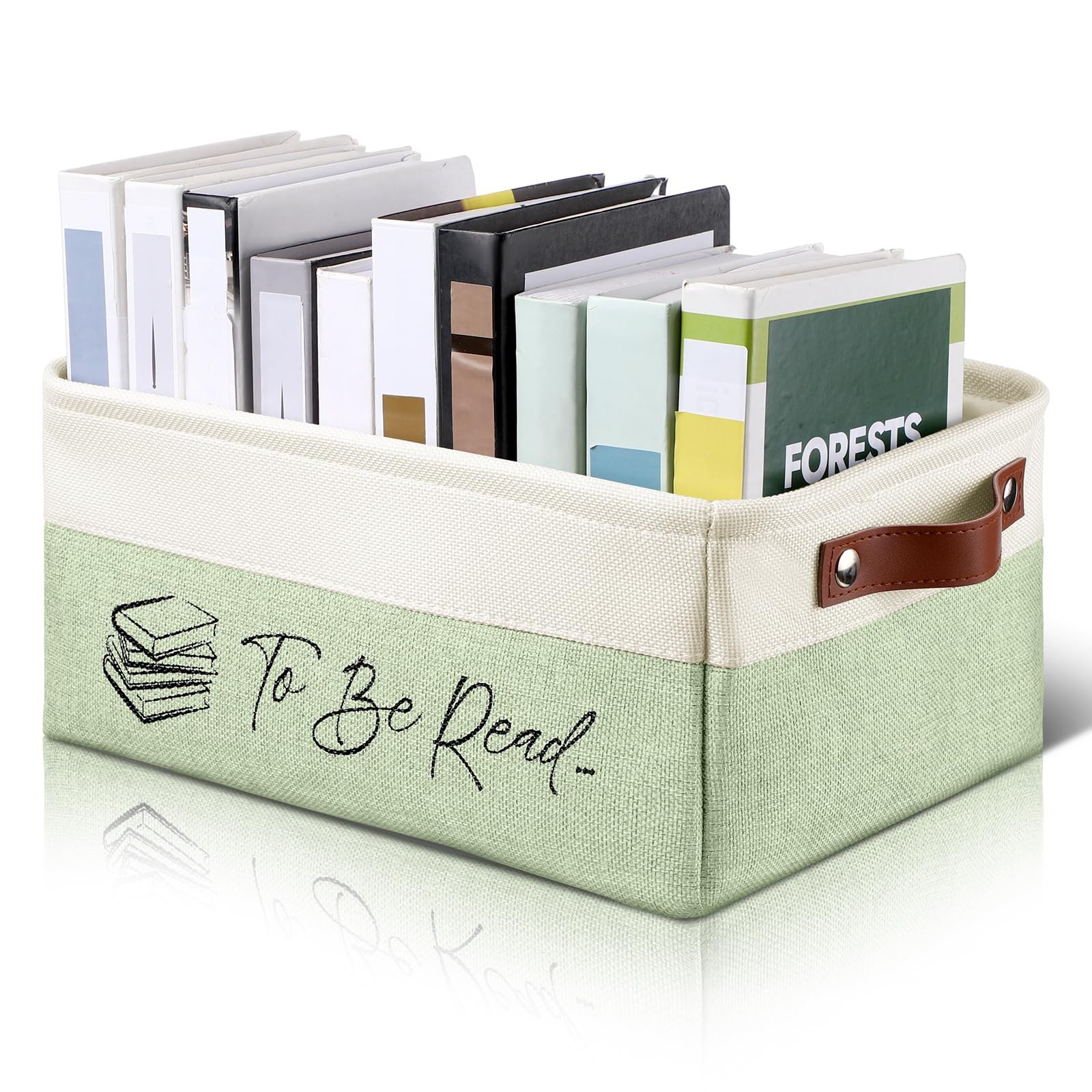 TBR To Be Read List Wooden Fabric Book Storage Basket Bin Bookworm Gift Case