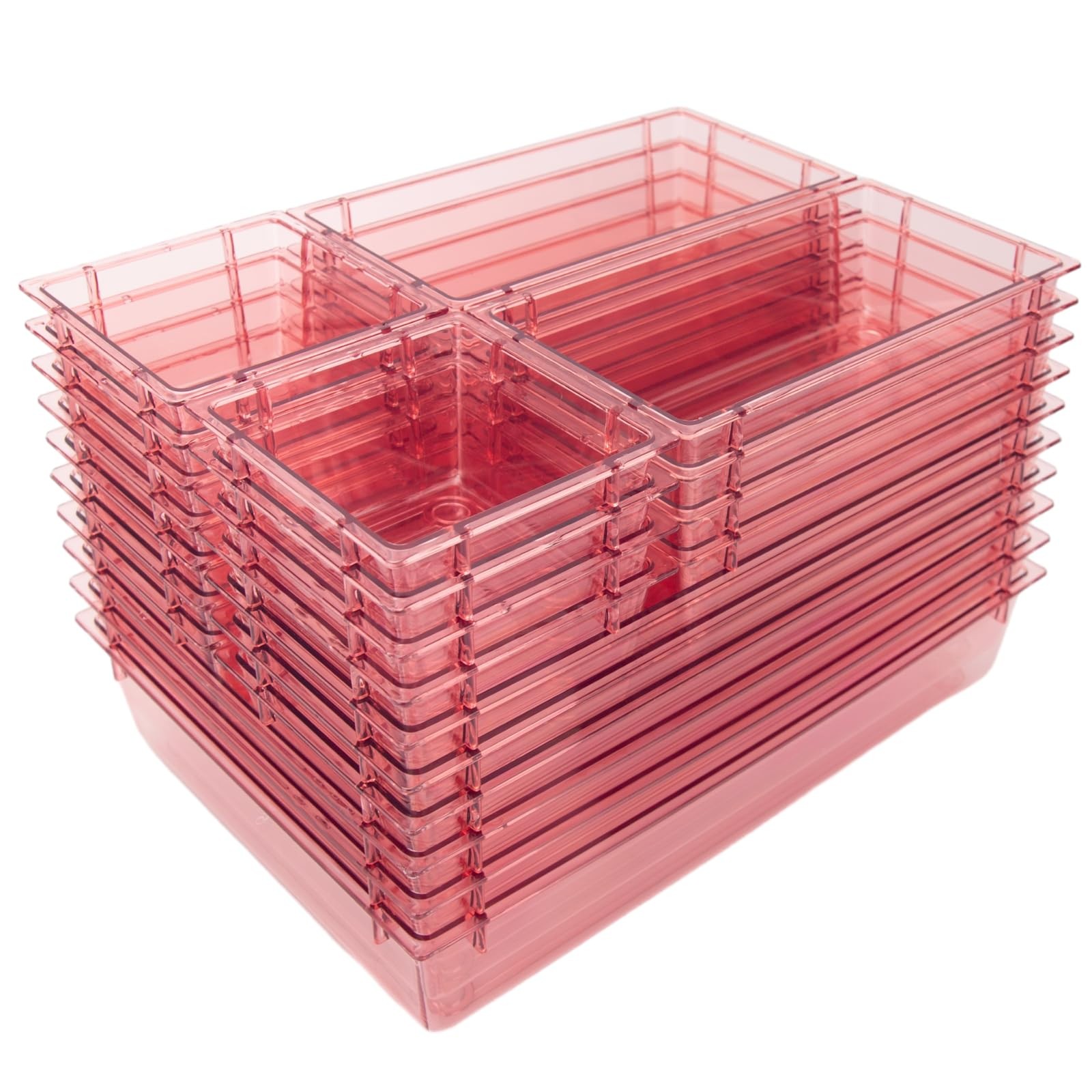 25 Pack Desk Drawer Organizer Set,Vanity and Desk Drawer Storage Bins,Clear P…
