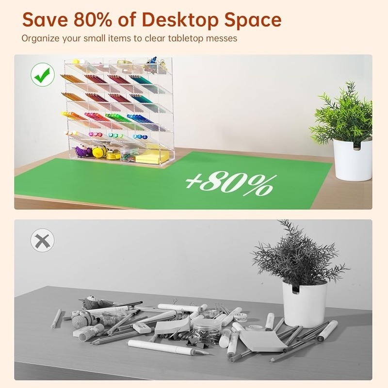 Acrylic Desk Organizer Marker Holder 21 Compartment Art Supply Storage New