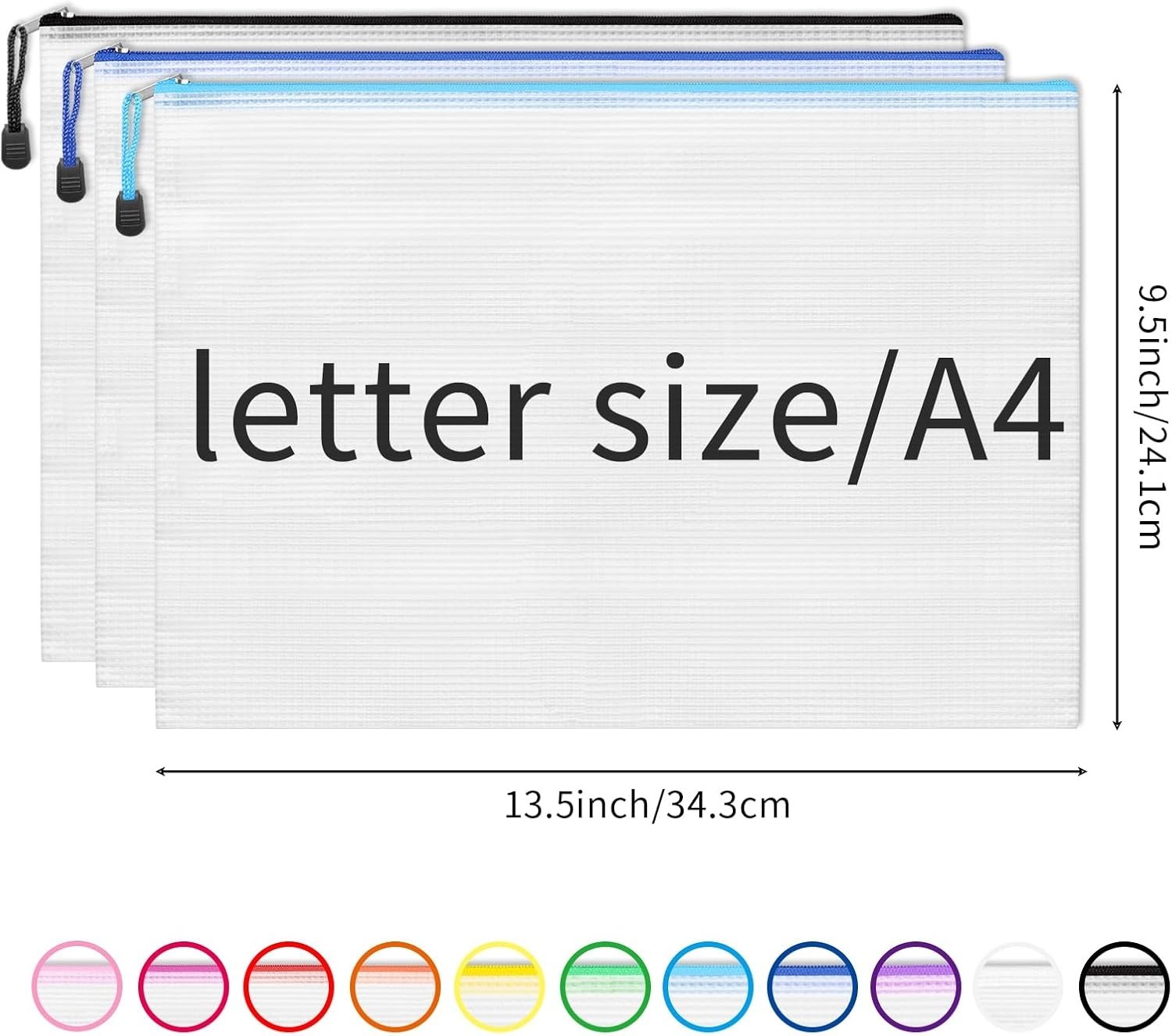 36pcs Mesh Zipper Pouch Bags A4 Size Board Game Storage Plastic 11 Colors Let…