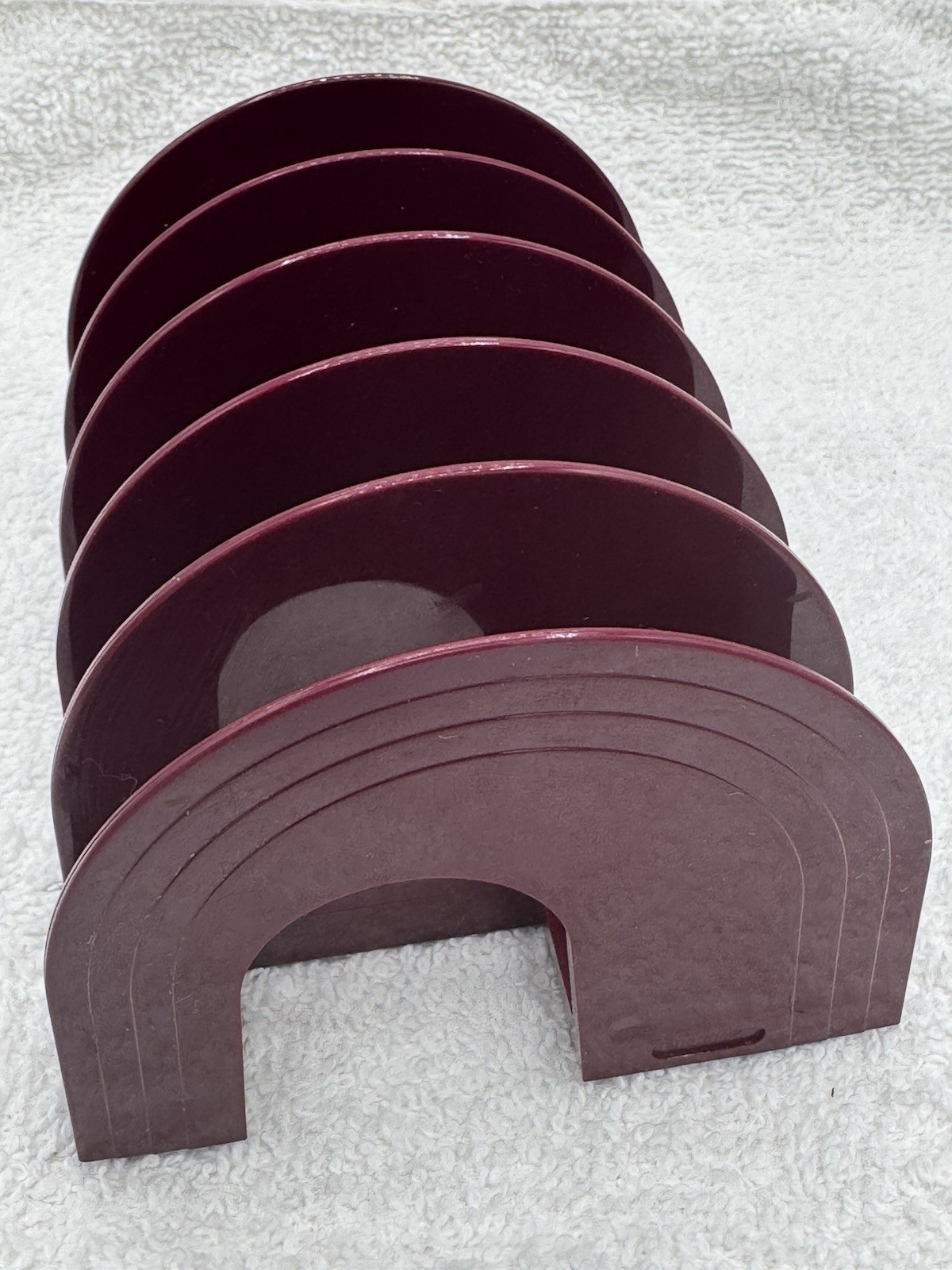 Vintage Eldon Rainbow Arch letter desk organizer Small Burgundy