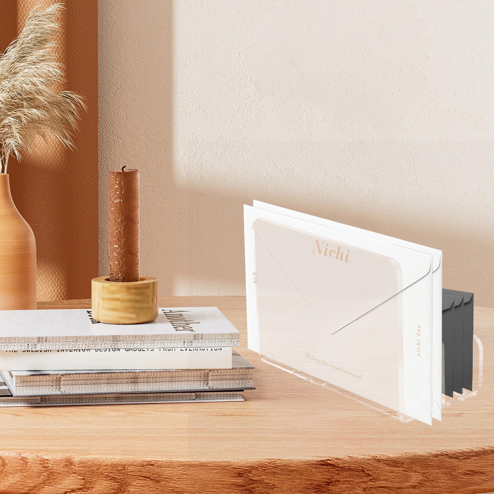 2 Compartments Acrylic Mail Holder, Vertical Letter Holder for Desk, Office H…