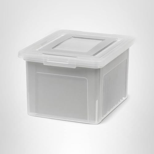 IRIS USA File Box, Plastic Boxes With Lids, Document Single, Clear