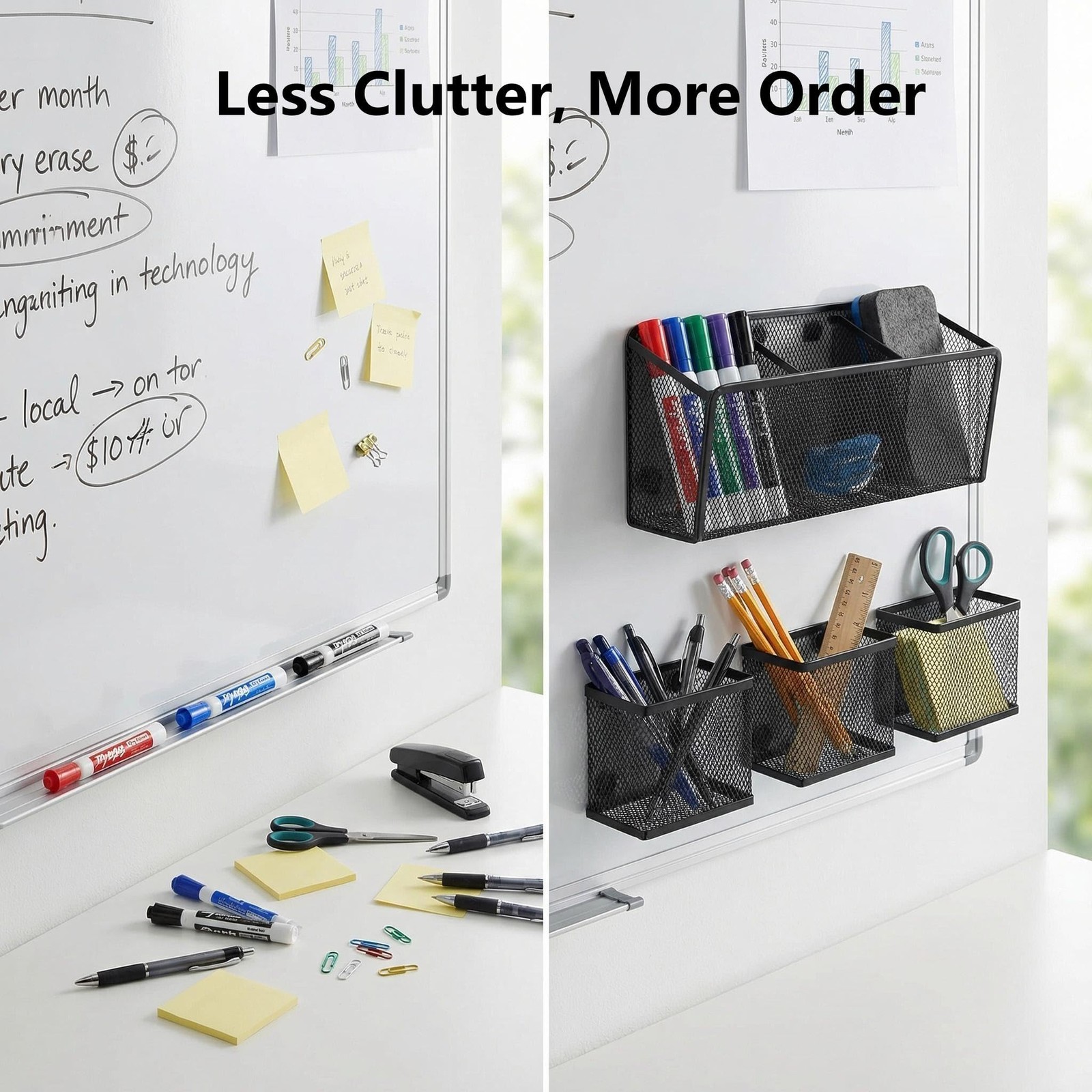 Magnetic Pencil Holder, Locker Shelf Organizer, Metal Mesh Storage Basket for…