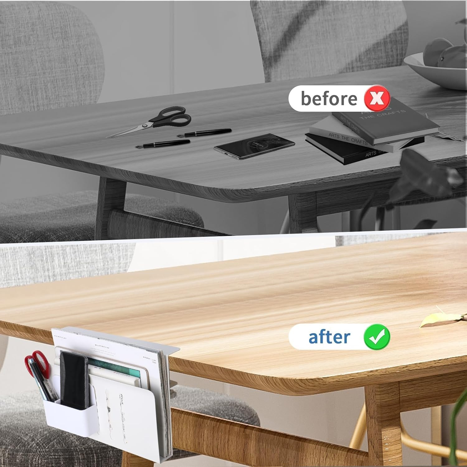 Desk Side Storage Organizer, Under Desk Laptop Holder with Magnetic Pen Holder,