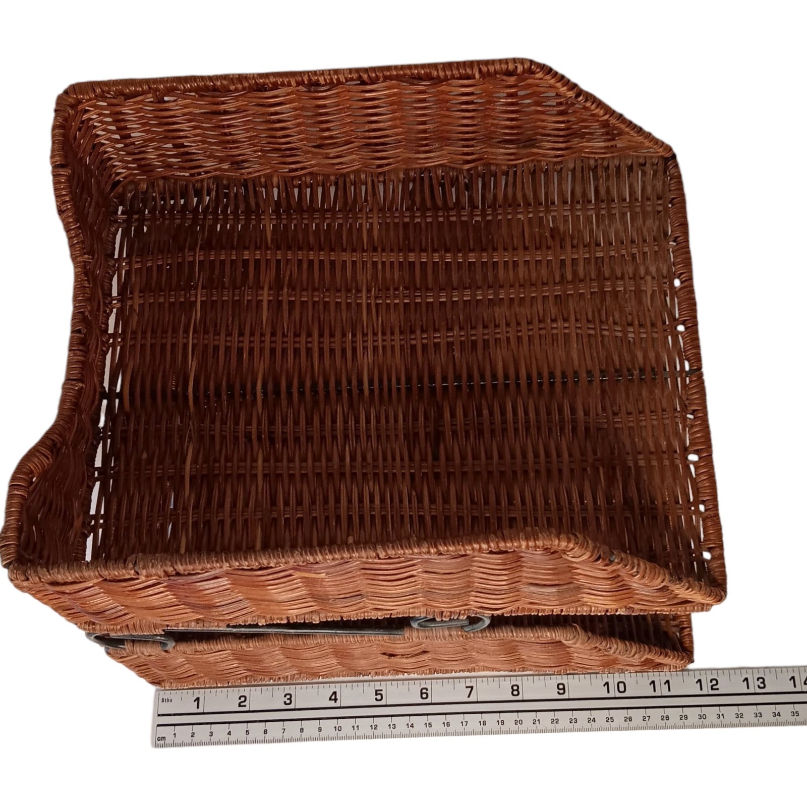VTG Wicker Rattan 2-Tier Desk File Tray Mail/Letter Office Organizer Boho Style