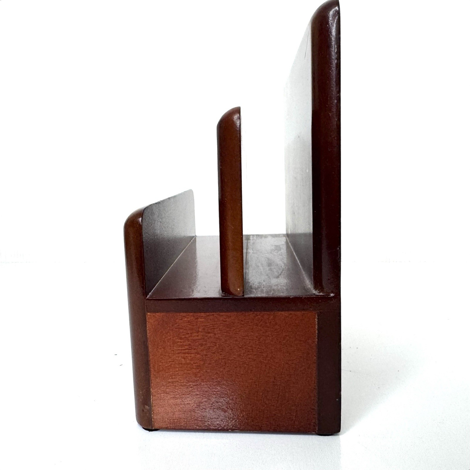 Vintage Executive Cherry Wood Letter Desk Organizer Rolodex w/ Drawer 7”