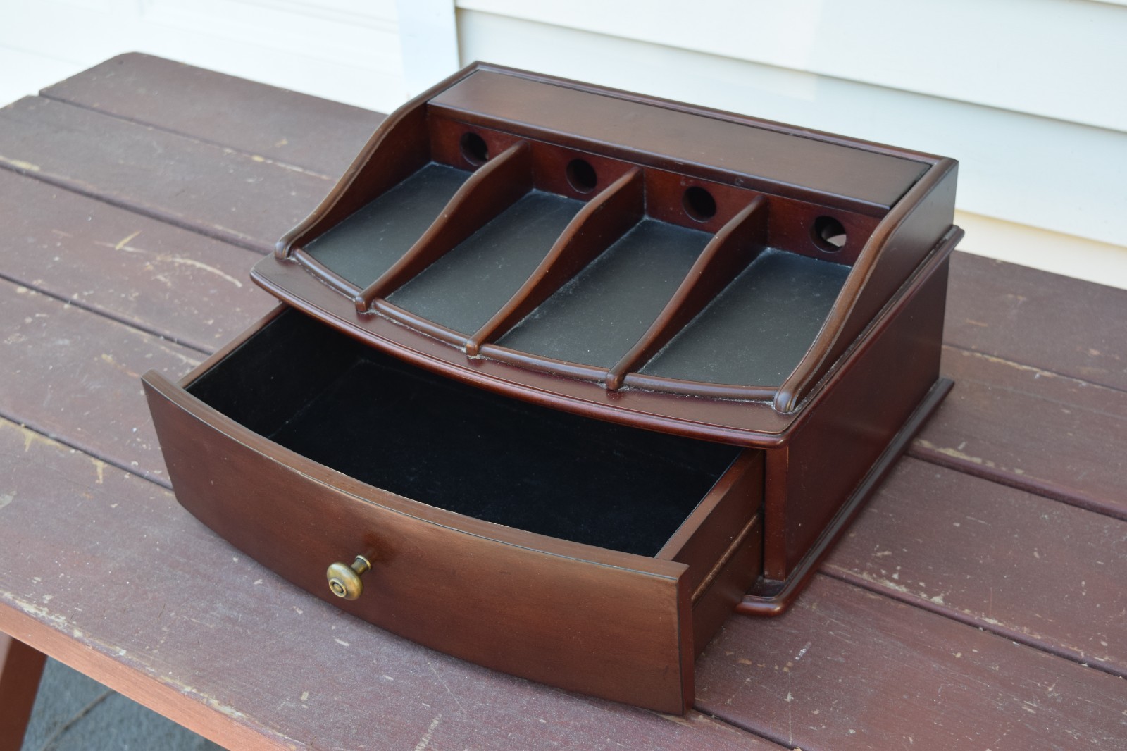 Bombay Company Desk Organizer Charging Station Mail Sorter Drawer Wood