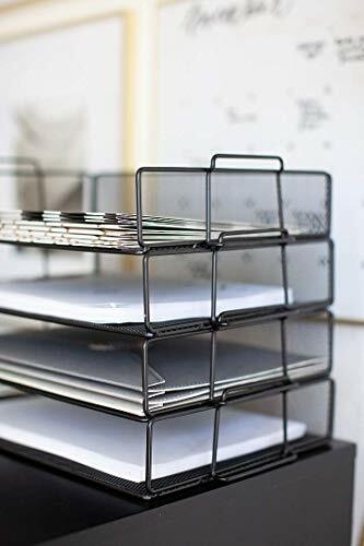 DESK ORGANIZER Paper Tray Stackable Letter Trays Mesh File Holder BLU MONACO
