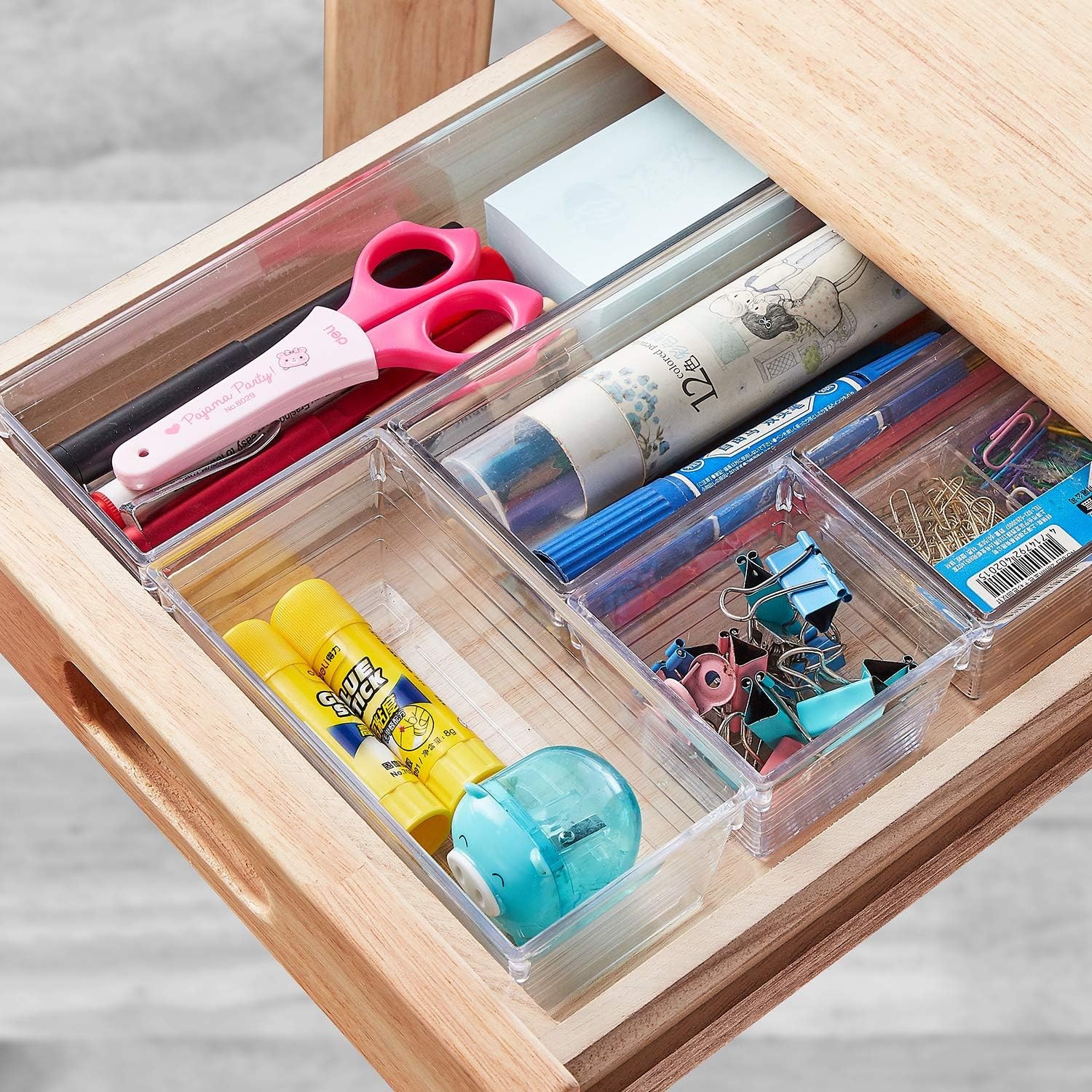 14 PCS Clear Plastic Drawer Organizer Tray for Makeup, Kitchen Utensils, Jewe…