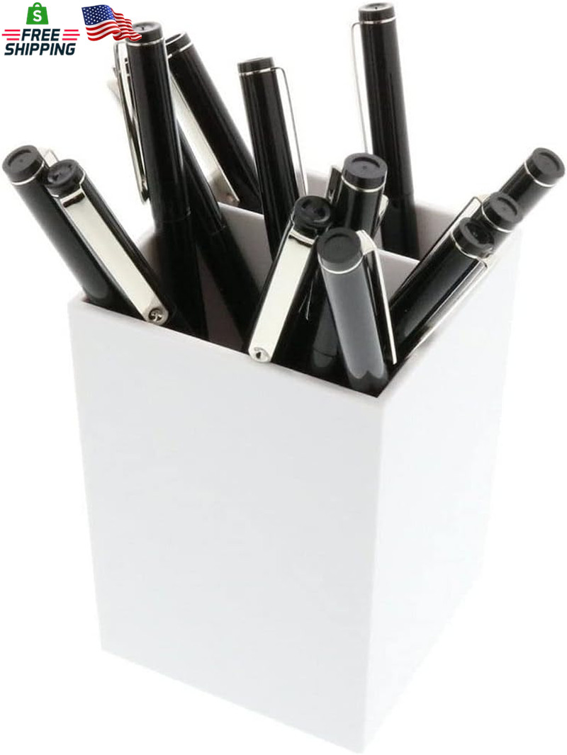 JAM PAPER Plastic Pen Holder – White – Desktop Pencil Cup – Sold Individually