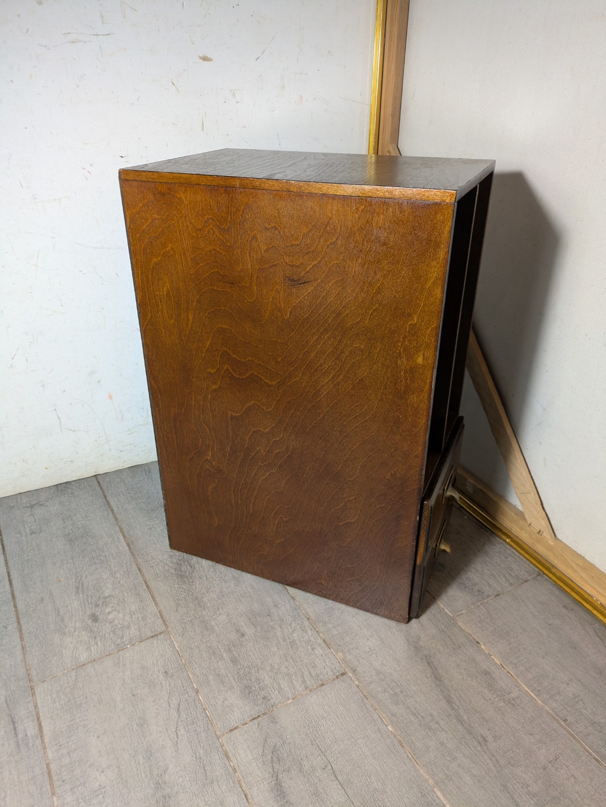Vintage Wood Desktop Library Organizer Index Card Letter File Box Cabinet Drawer