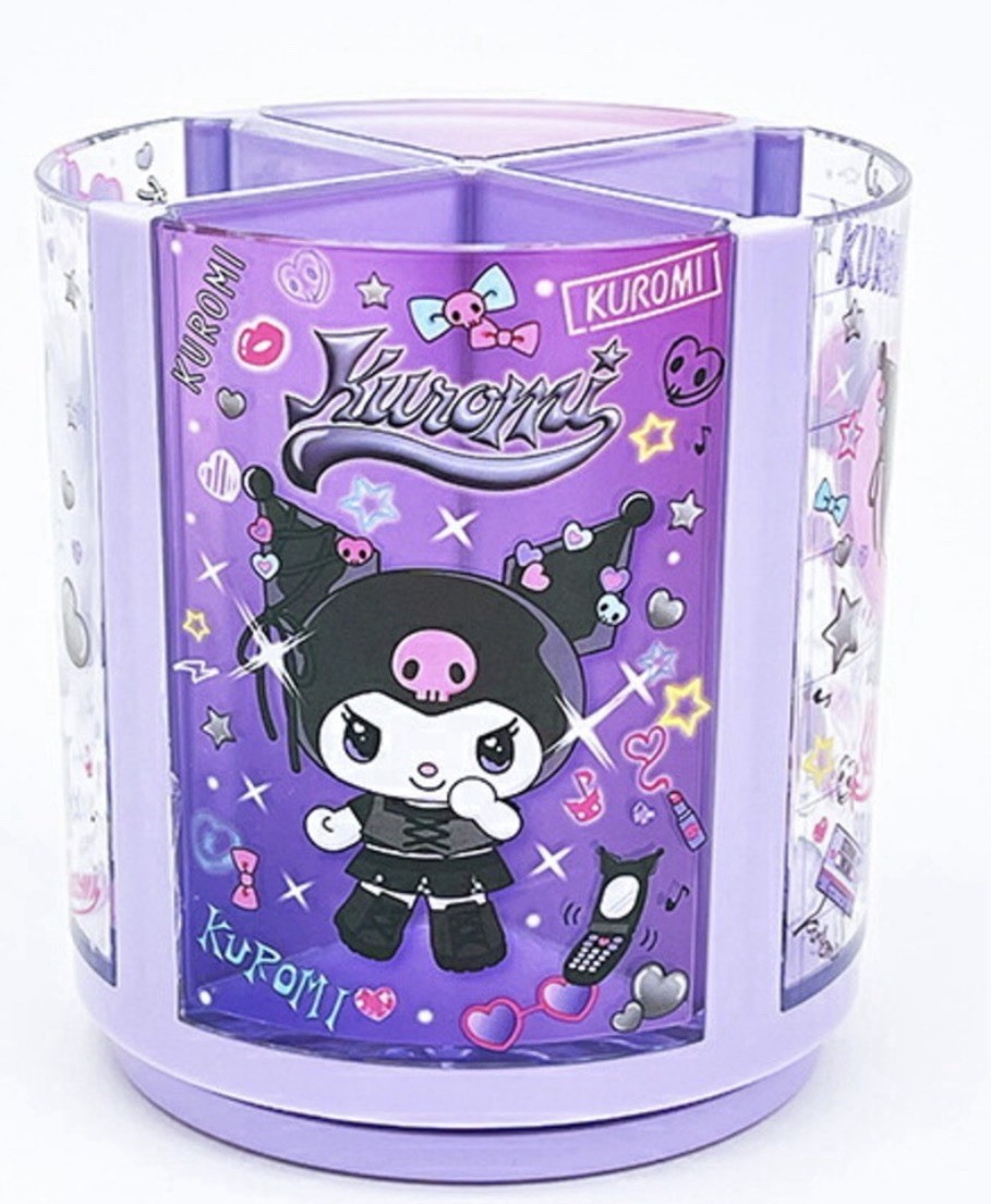 JAPAN Kuromi Purple Desk Organizer Rolling Pen Stand Holder Stand Storage