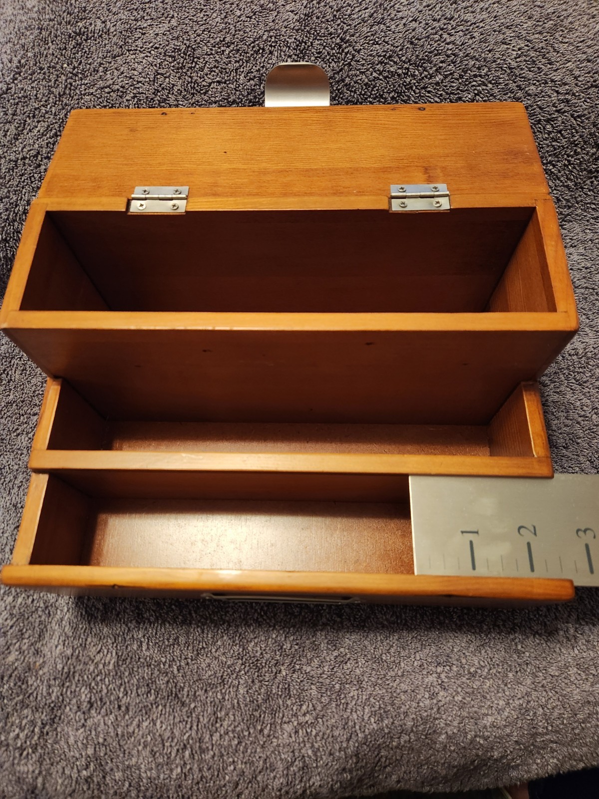 Vintage Pottery Barn Kids Desk Top Organizer 3 Compartment, Lidded Brown VGUC
