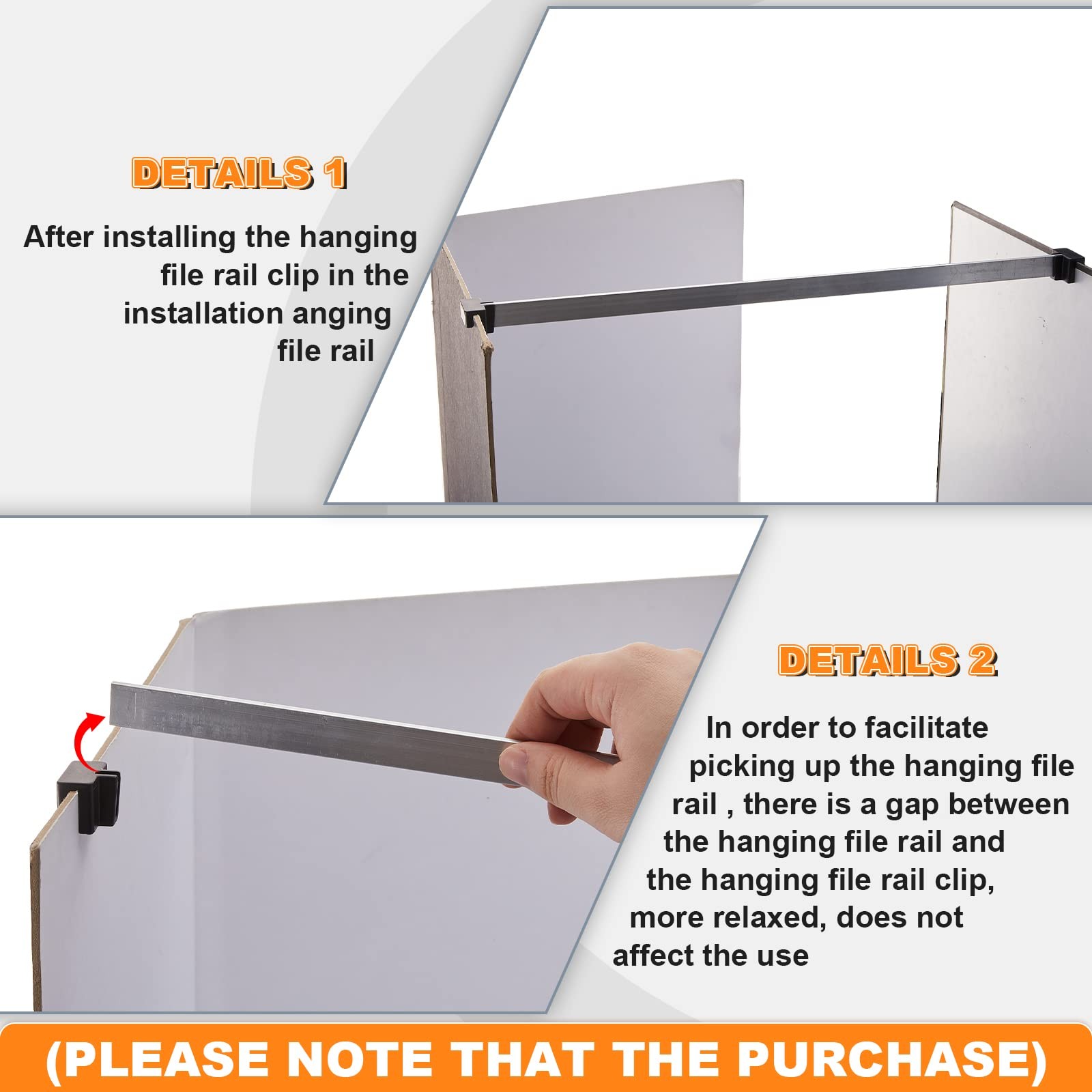 Epakh 24 Pcs Hanging File Cabinet Rails 15.75 x 0.59 x 0.13 inches, Black