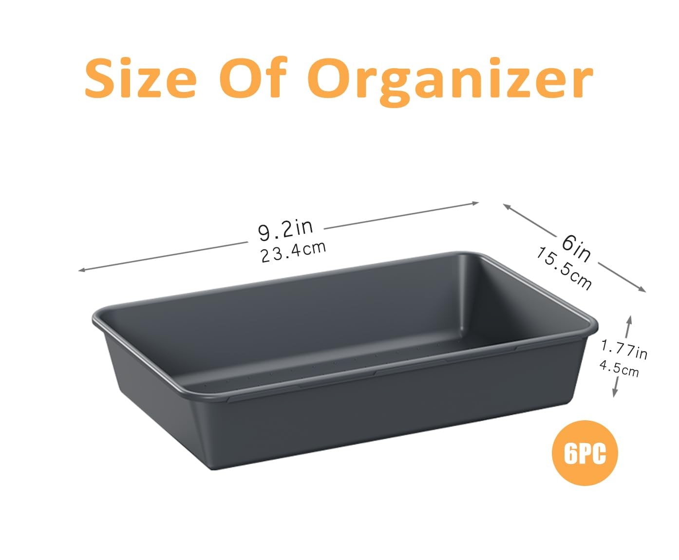 Kutesna 6 PCS Large Plastic Drawer Organizer, 9″×6″ Desk gray