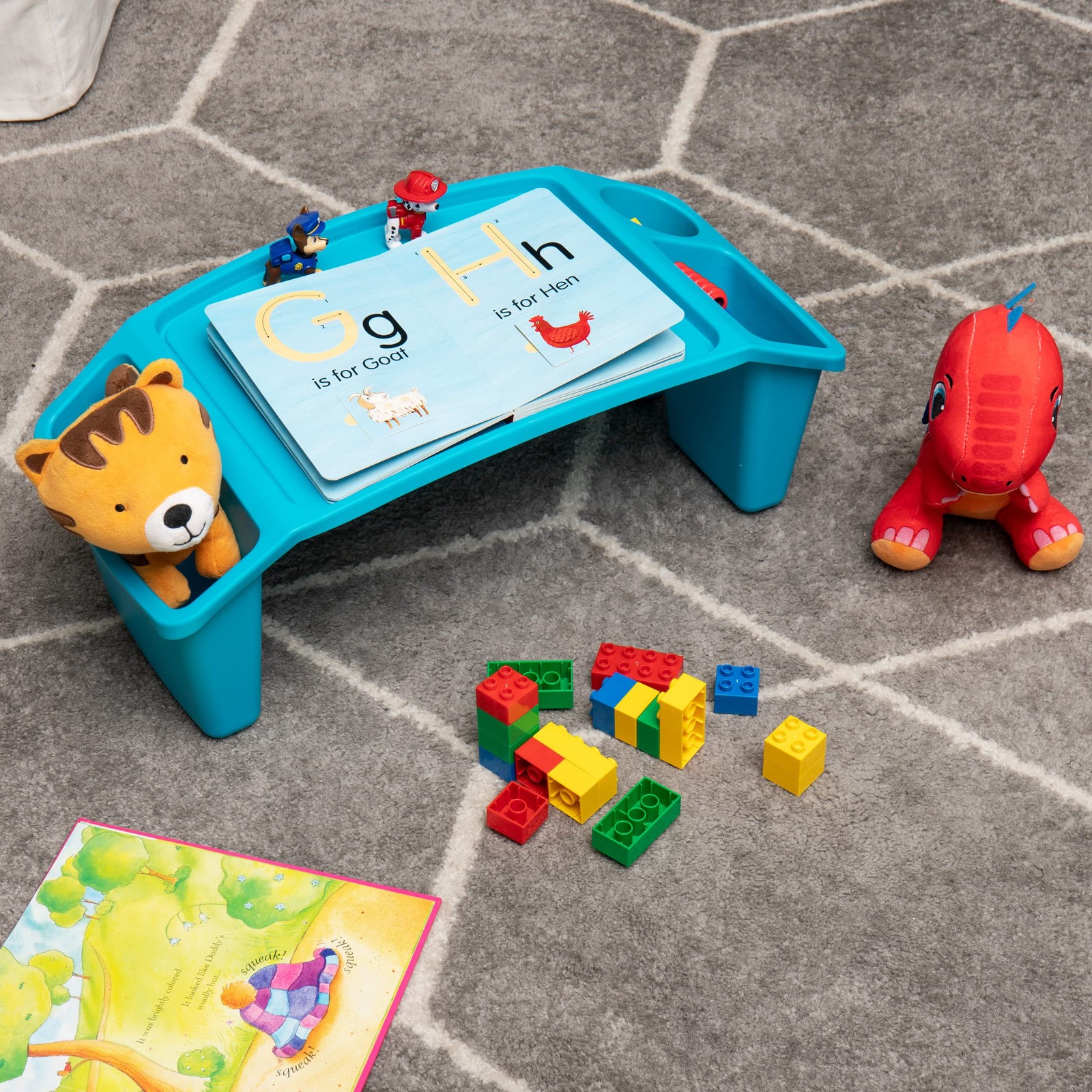 Mind Reader Kids Lap Desk Portable Activity Tray Side Storage Stackable Plastic