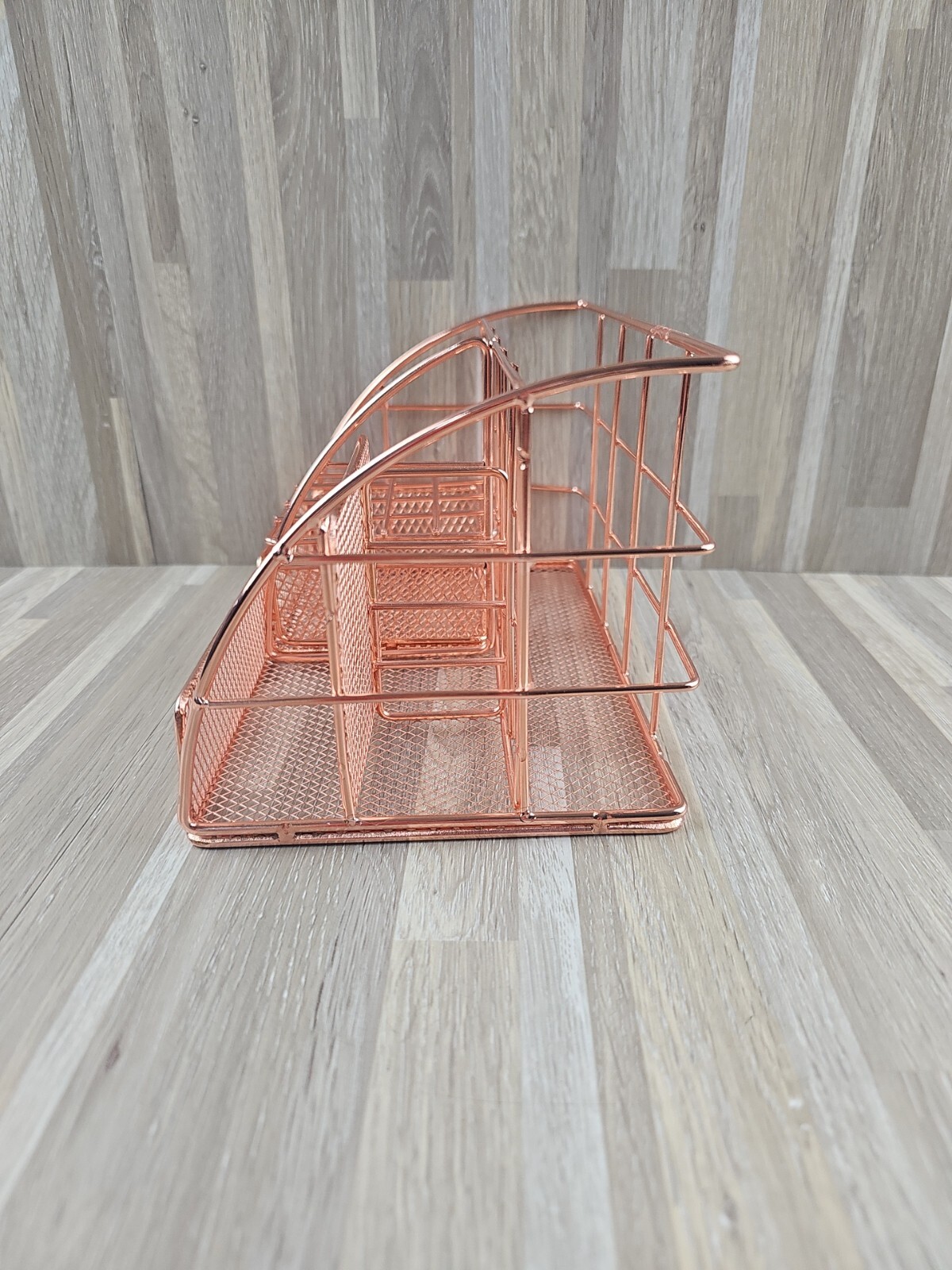 Rose Gold Metal Desk Organizer