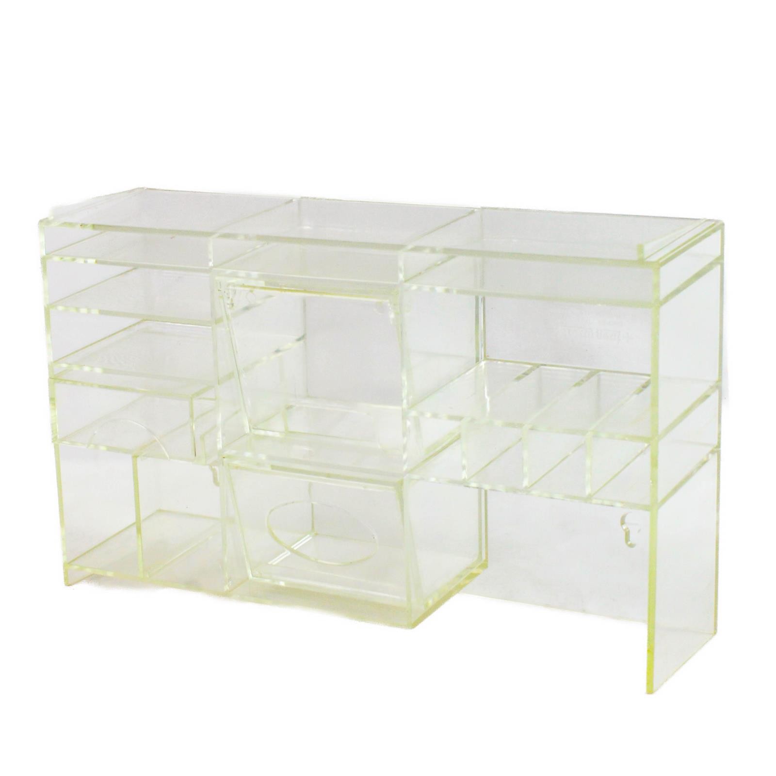 Clear Plastic Organizer Wall-Mount Desktop Makeup Craft Storage Bin