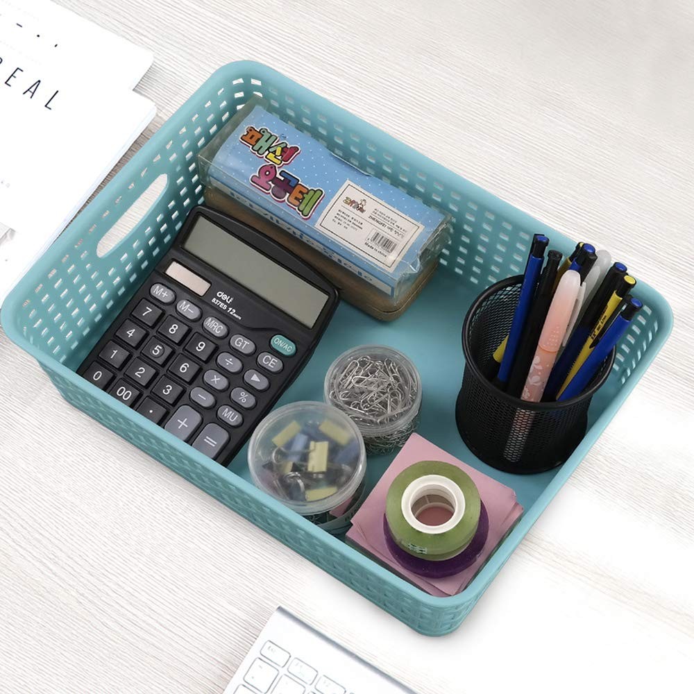 Plastic Shallow Storage Basket Trays 3 Piece Set Office Paper Organizer