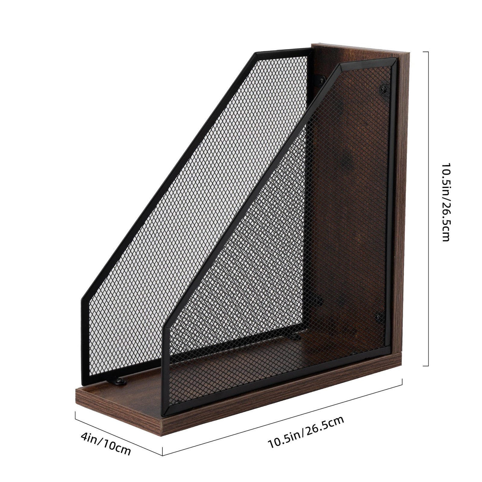 2 Pack Antique Wooden Mesh Magazine File Holder Decorative Desk Box Black