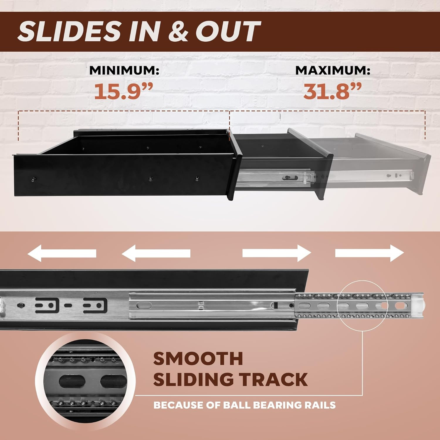 Large 23.6 Inch Under Desk Drawer Slide Out, Pencil Drawer, Undermount Desk Draw