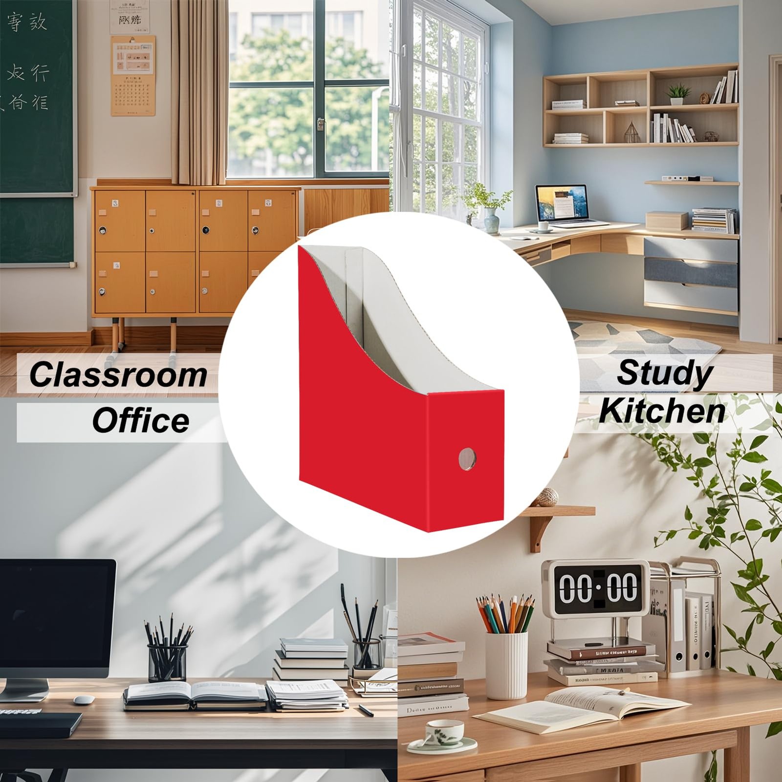 Magazine File Folder Holder for Desk, Book Bins for Classroom Library,Office,Hom