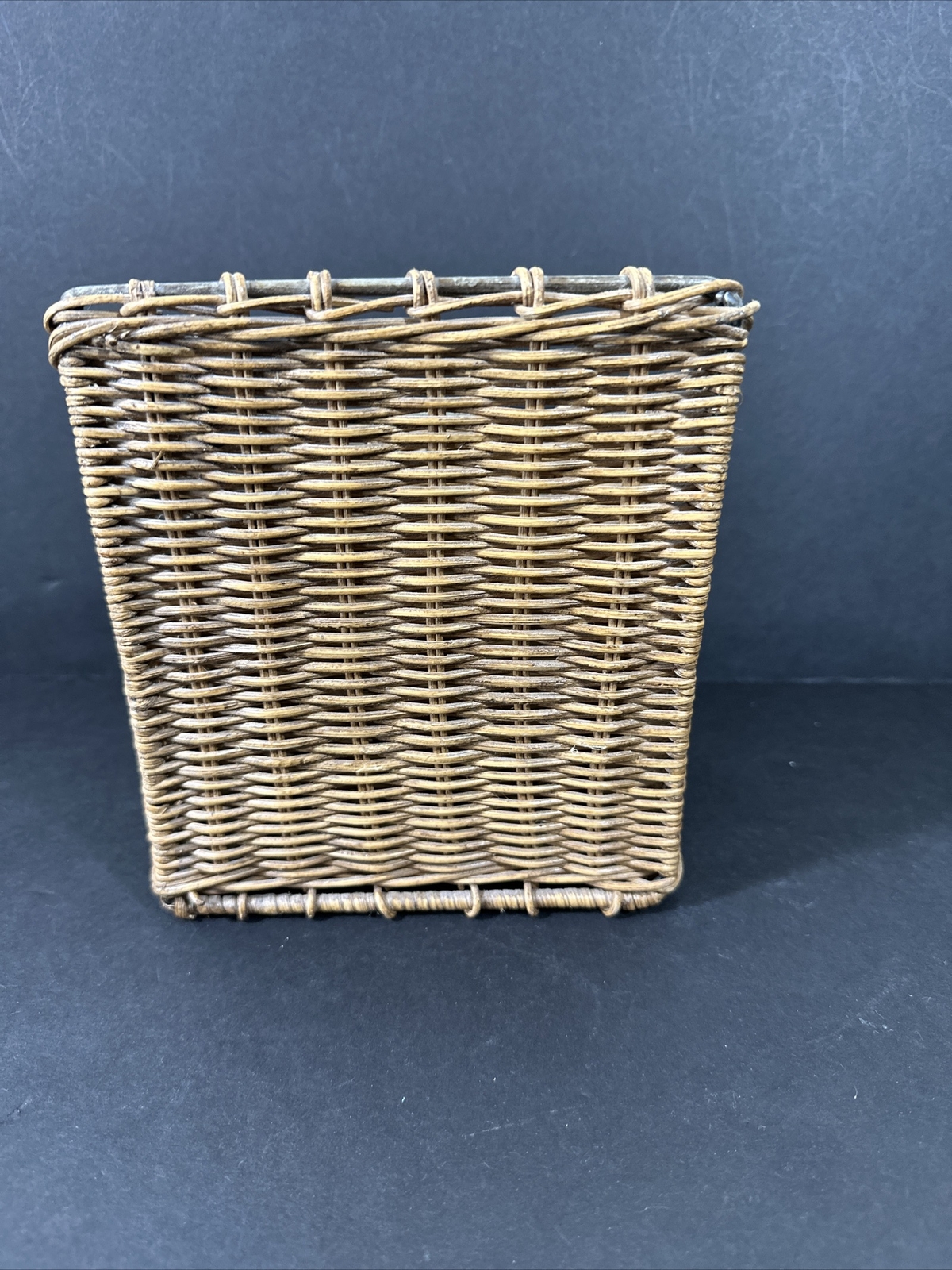 Wicker Rattan & Wire Desk Organizer Document Mail File Sorter Boho Basket Decor