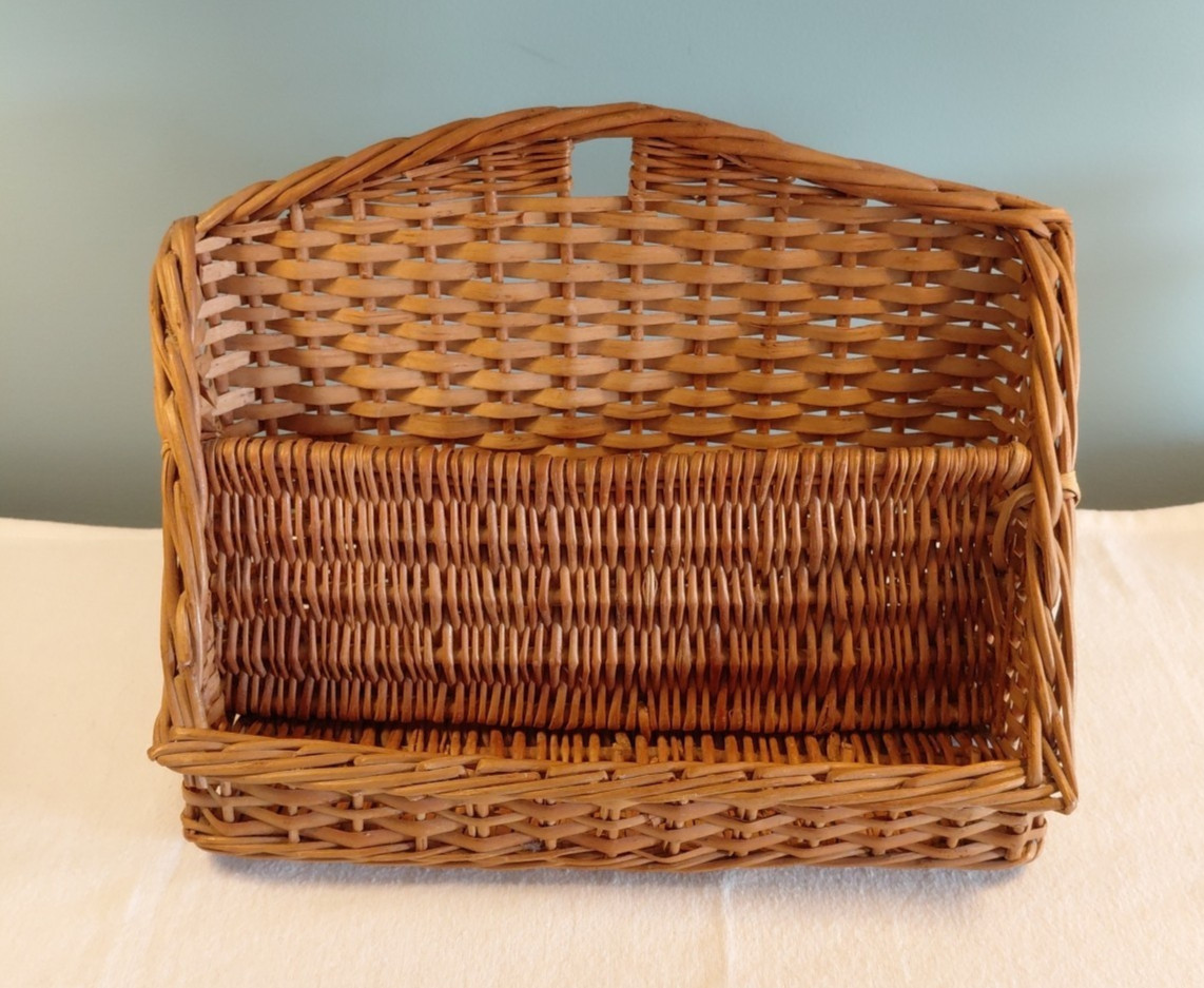 VTG Wicker Rattan Desk or Wall Organizer Letter Holder Separator